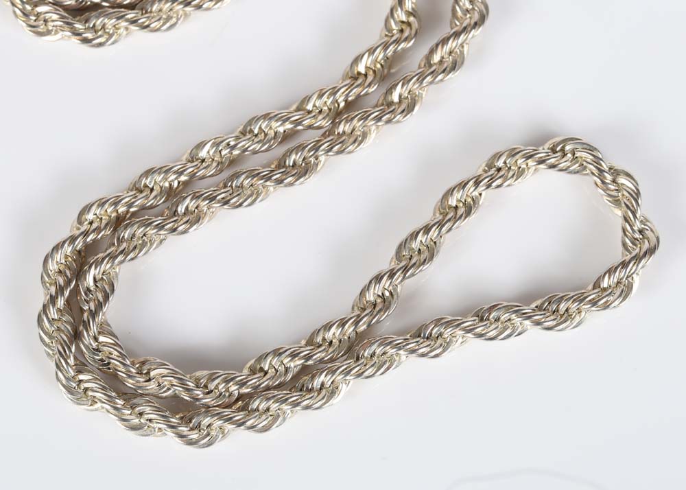 Sterling Silver Rope Chain Necklace