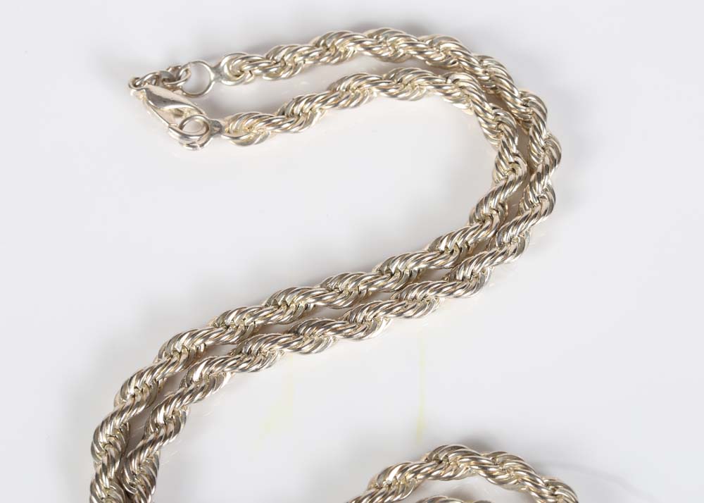 Sterling Silver Rope Chain Necklace