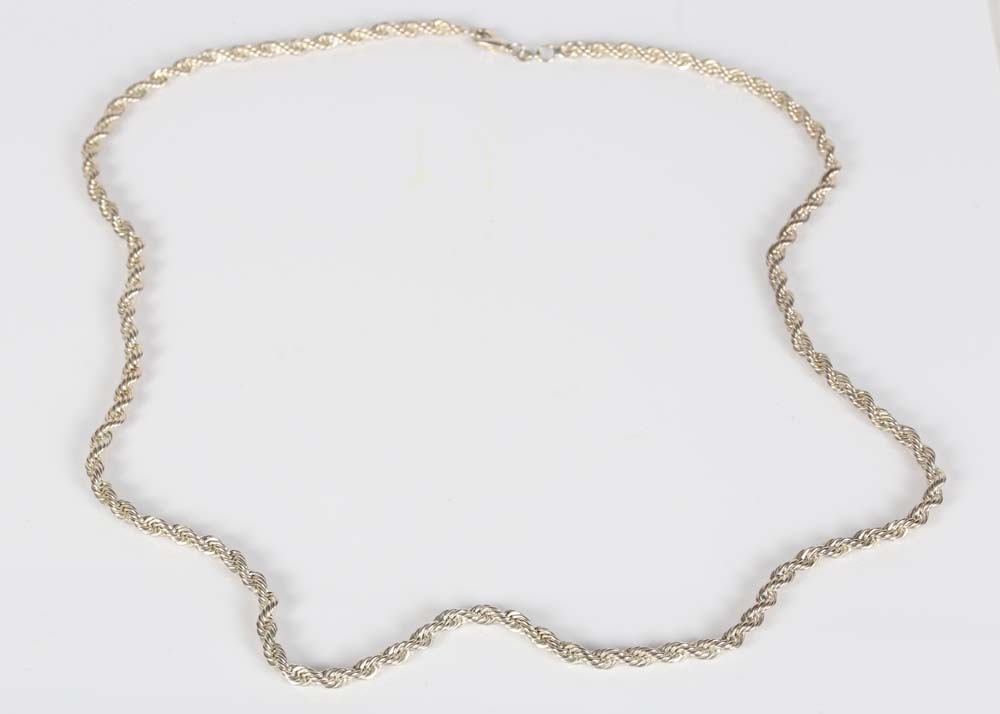 Sterling Silver Rope Chain Necklace