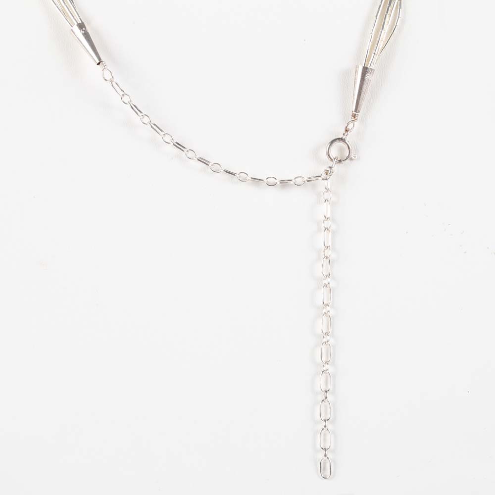 Native American Style Liquid Silver and Turquoise Necklace