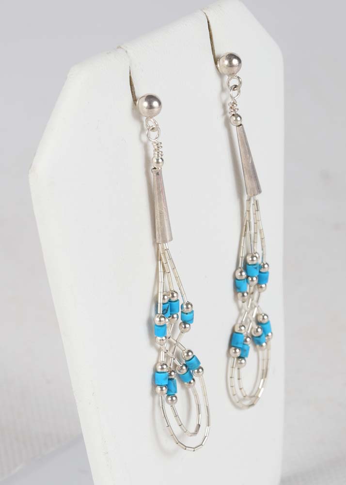 Liquid Silver and Turquoise Necklace and Earrings