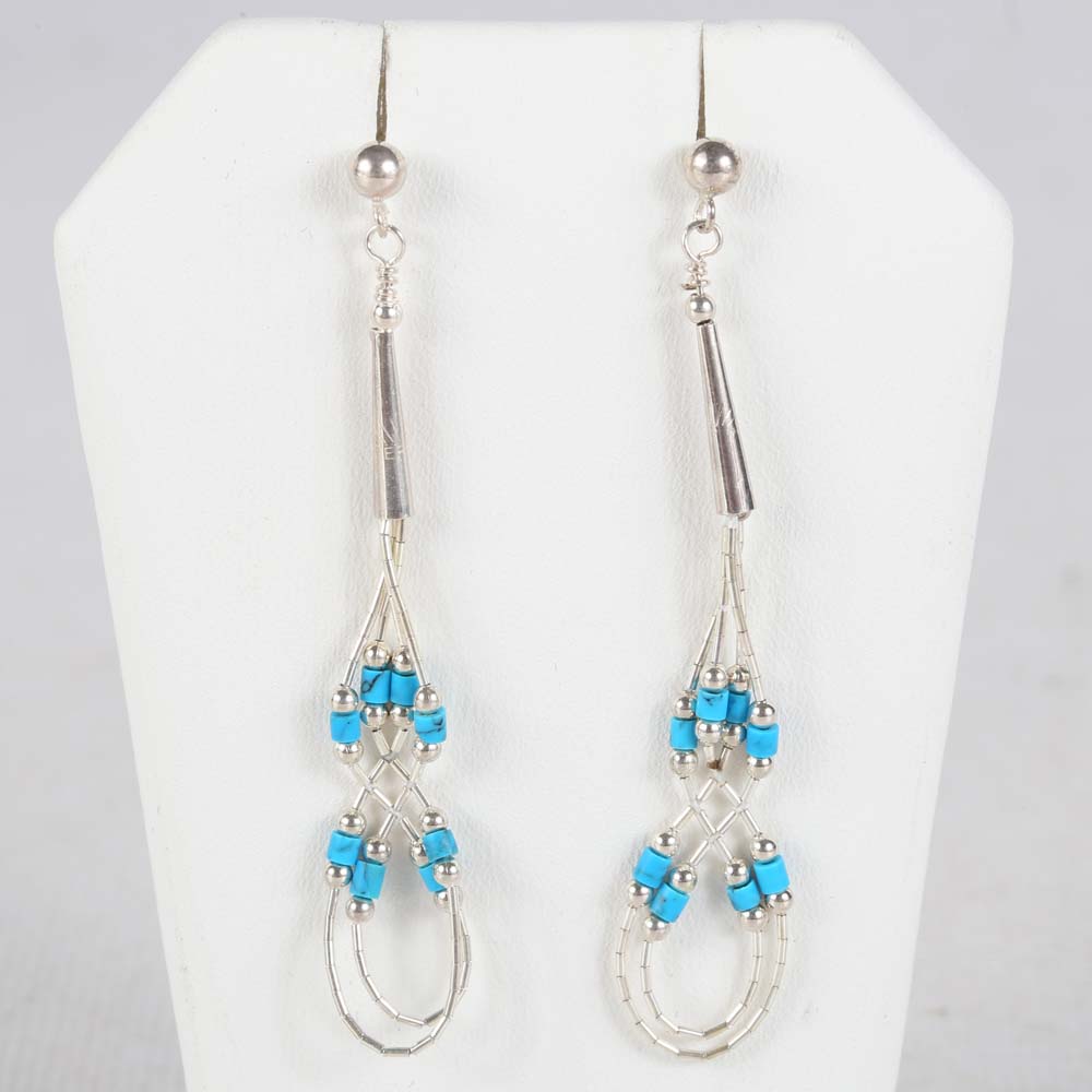 Liquid Silver and Turquoise Necklace and Earrings