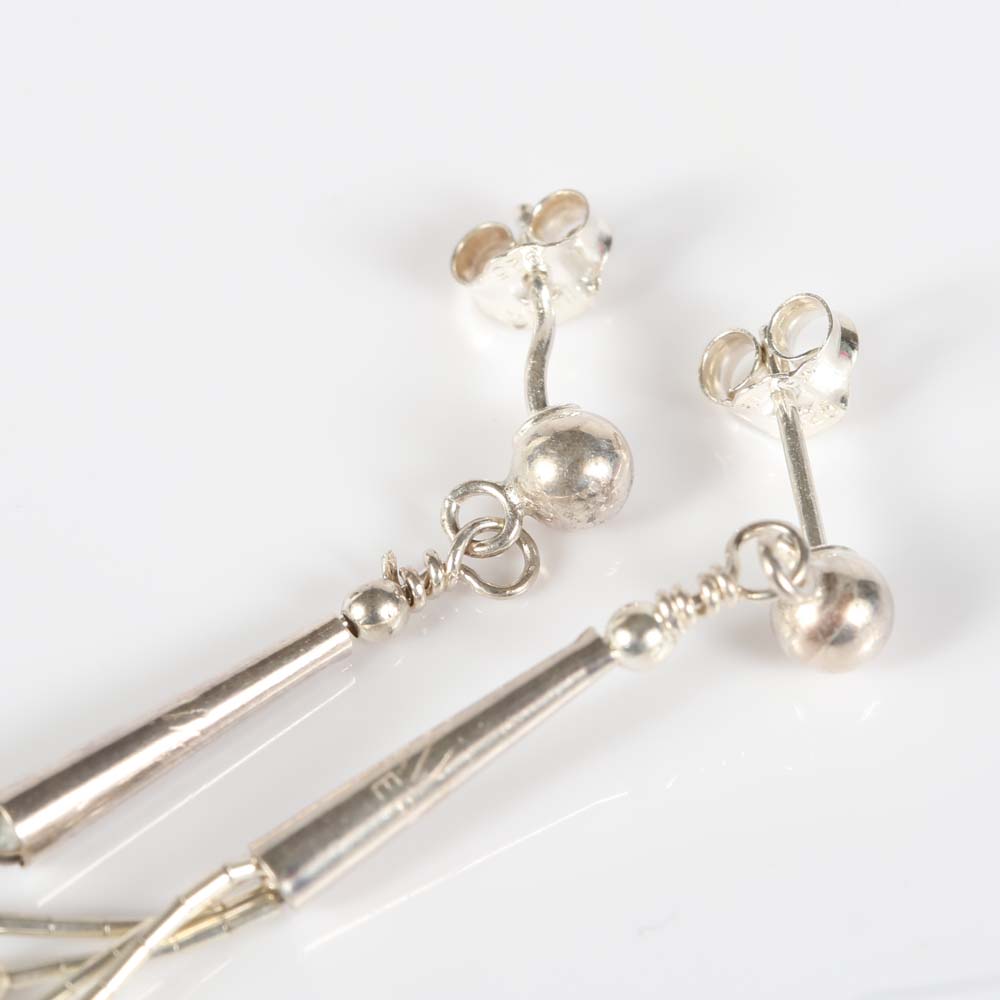 Liquid Silver and Turquoise Necklace and Earrings