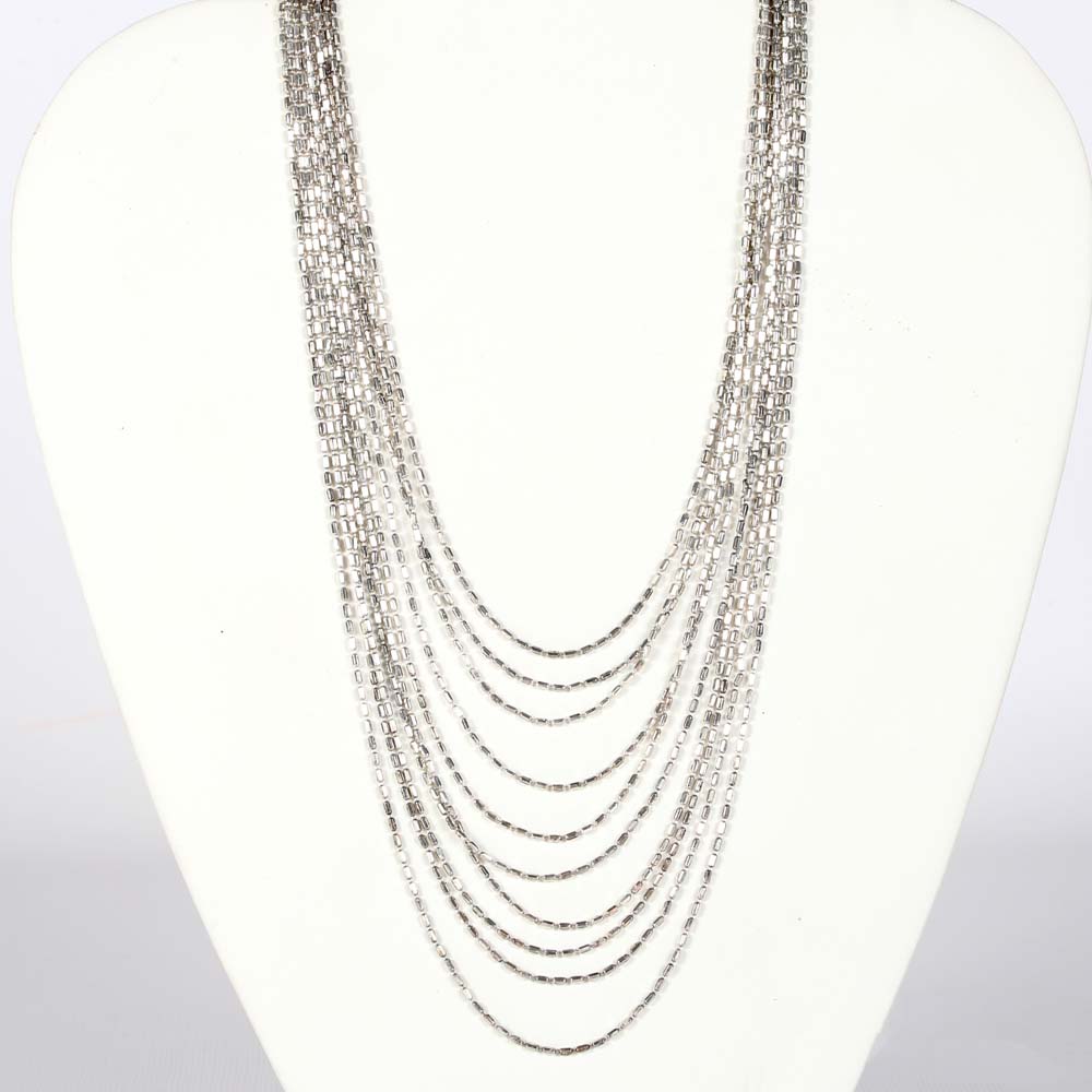 Sterling Silver Tapered Beaded Necklace