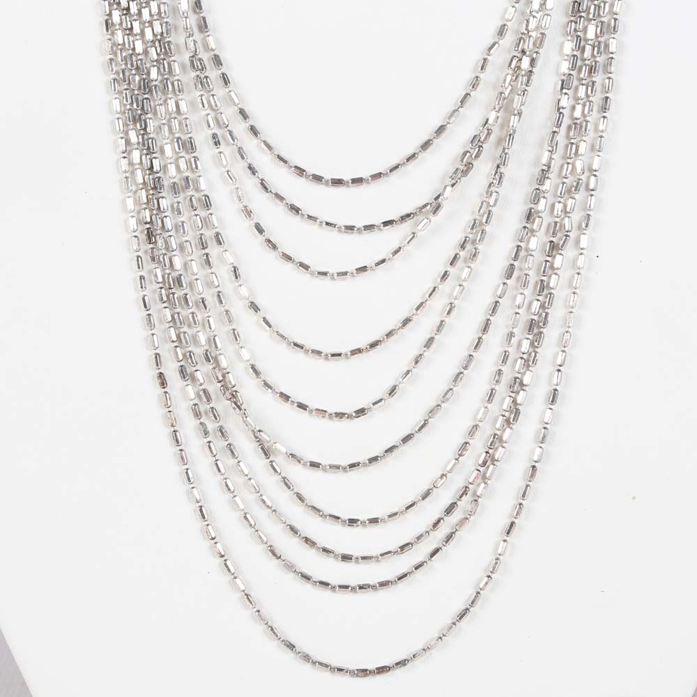 Sterling Silver Tapered Beaded Necklace
