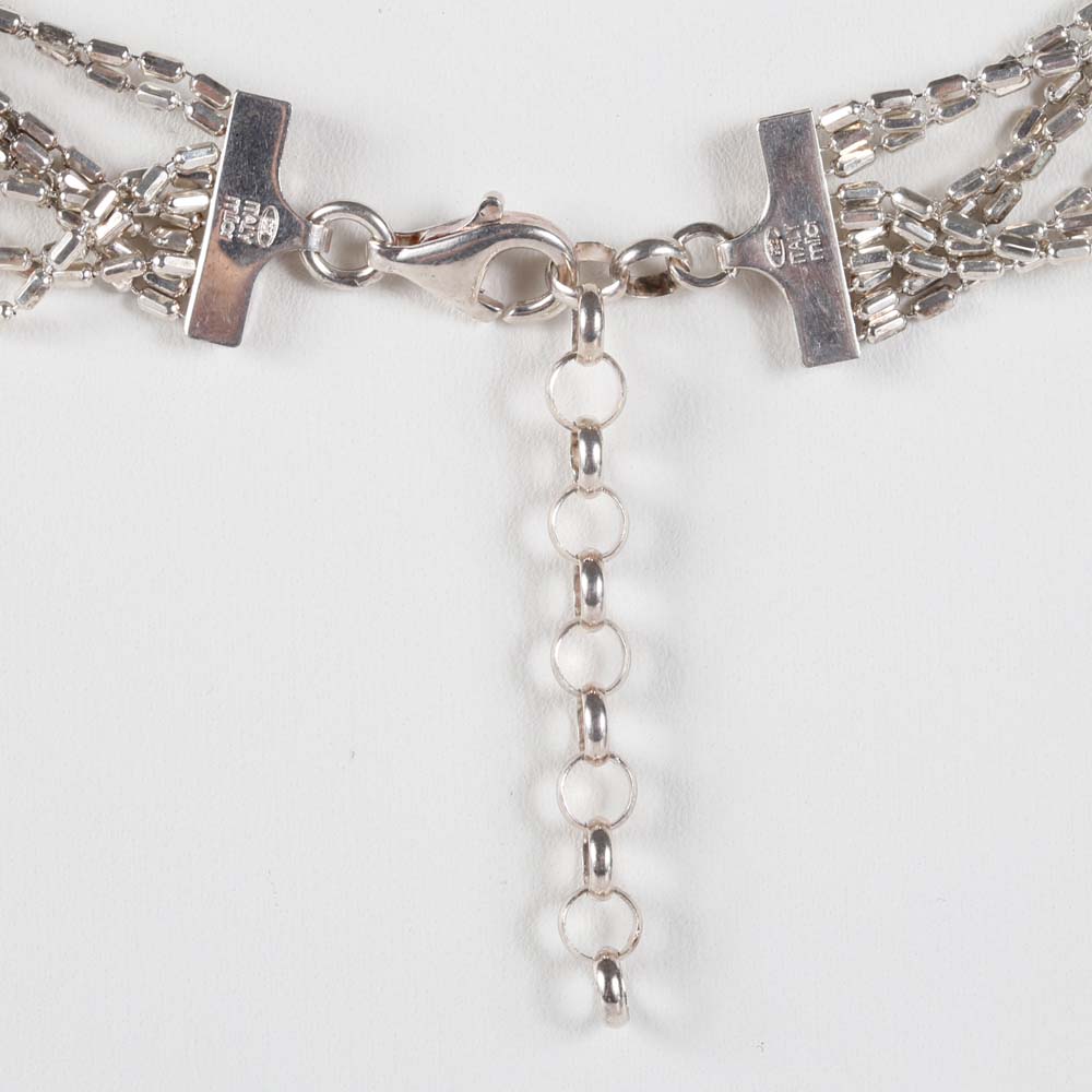 Sterling Silver Tapered Beaded Necklace