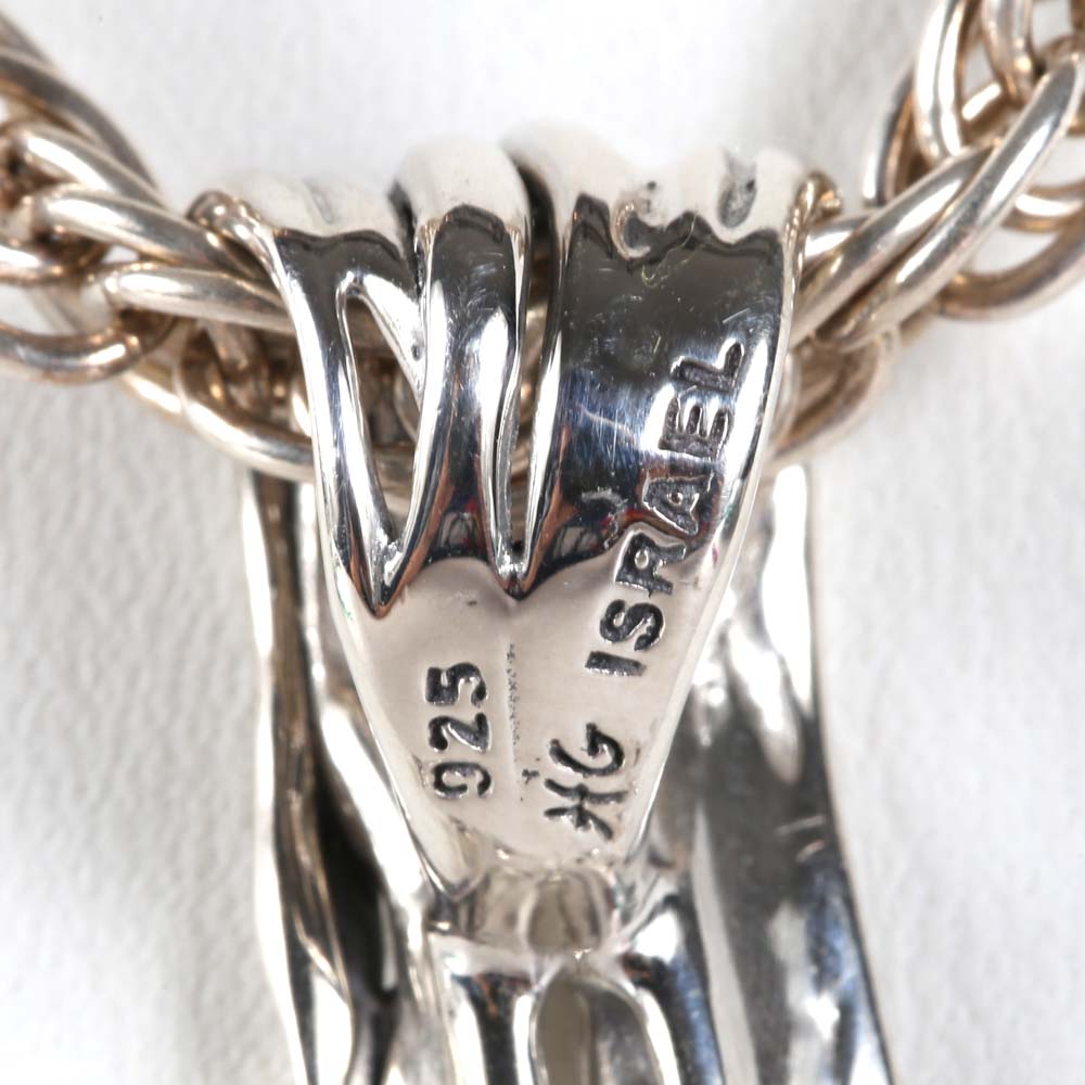 Sterling Silver 1.06 CTW Blue Topaz and Freshwater Pearl Branch Pendant Necklace