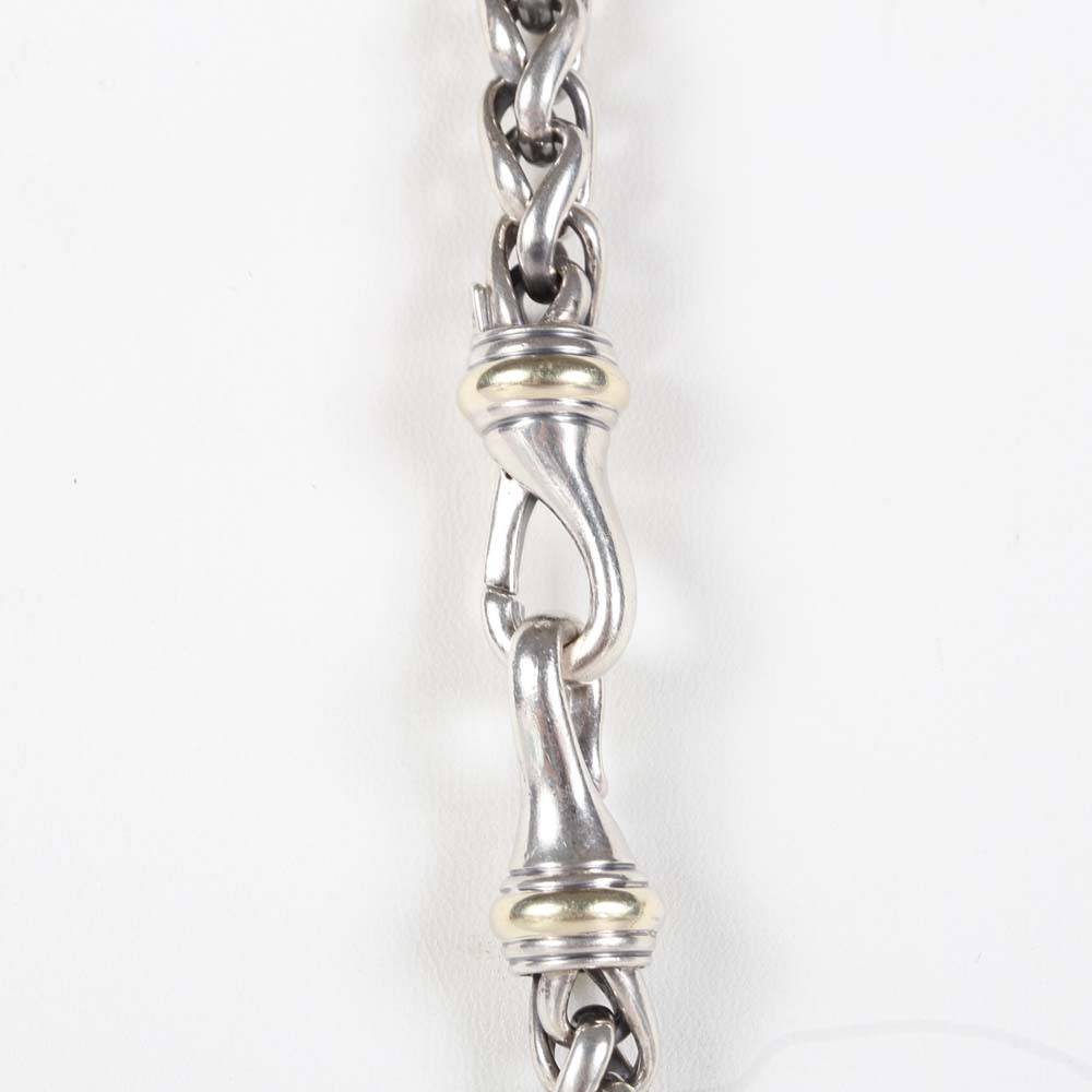 David Yurman Sterling Silver and 14K Yellow Gold Necklace