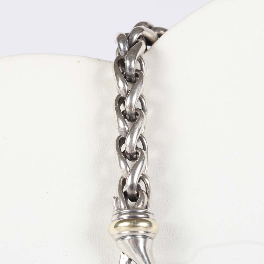 David Yurman Sterling Silver and 14K Yellow Gold Necklace