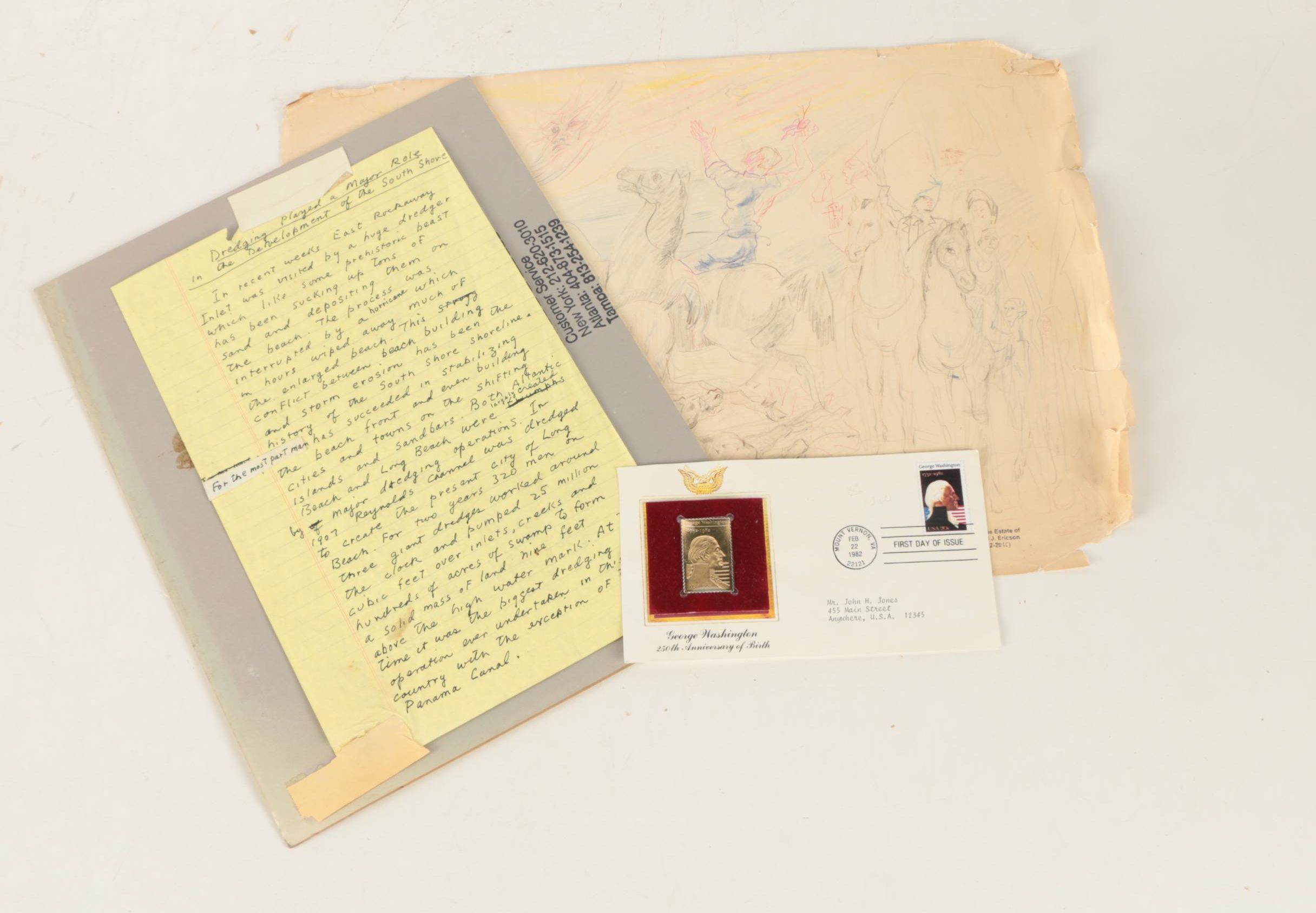 Graphite and Watercolor Artworks, Prints and Other Ephemera