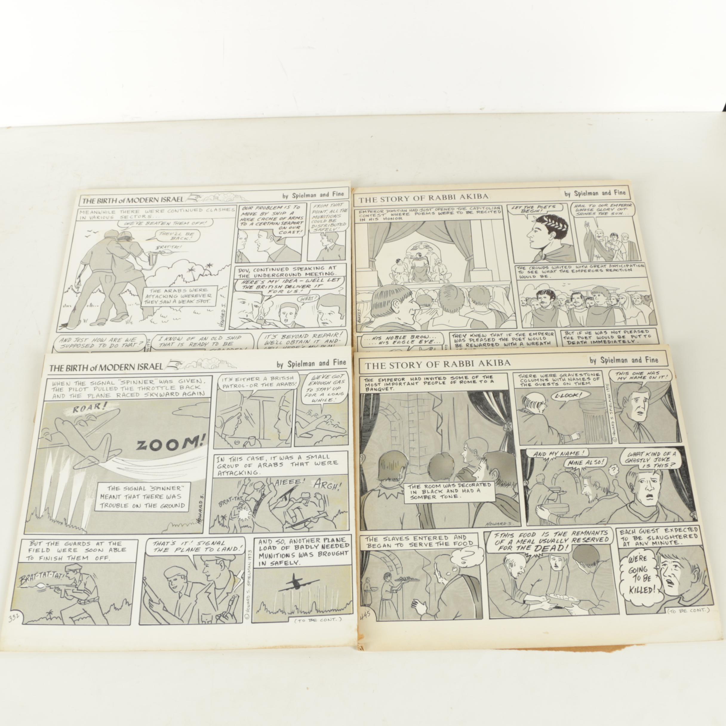 Assorted Lot of Vintage Illustrations and Prints and Leather Portfolio