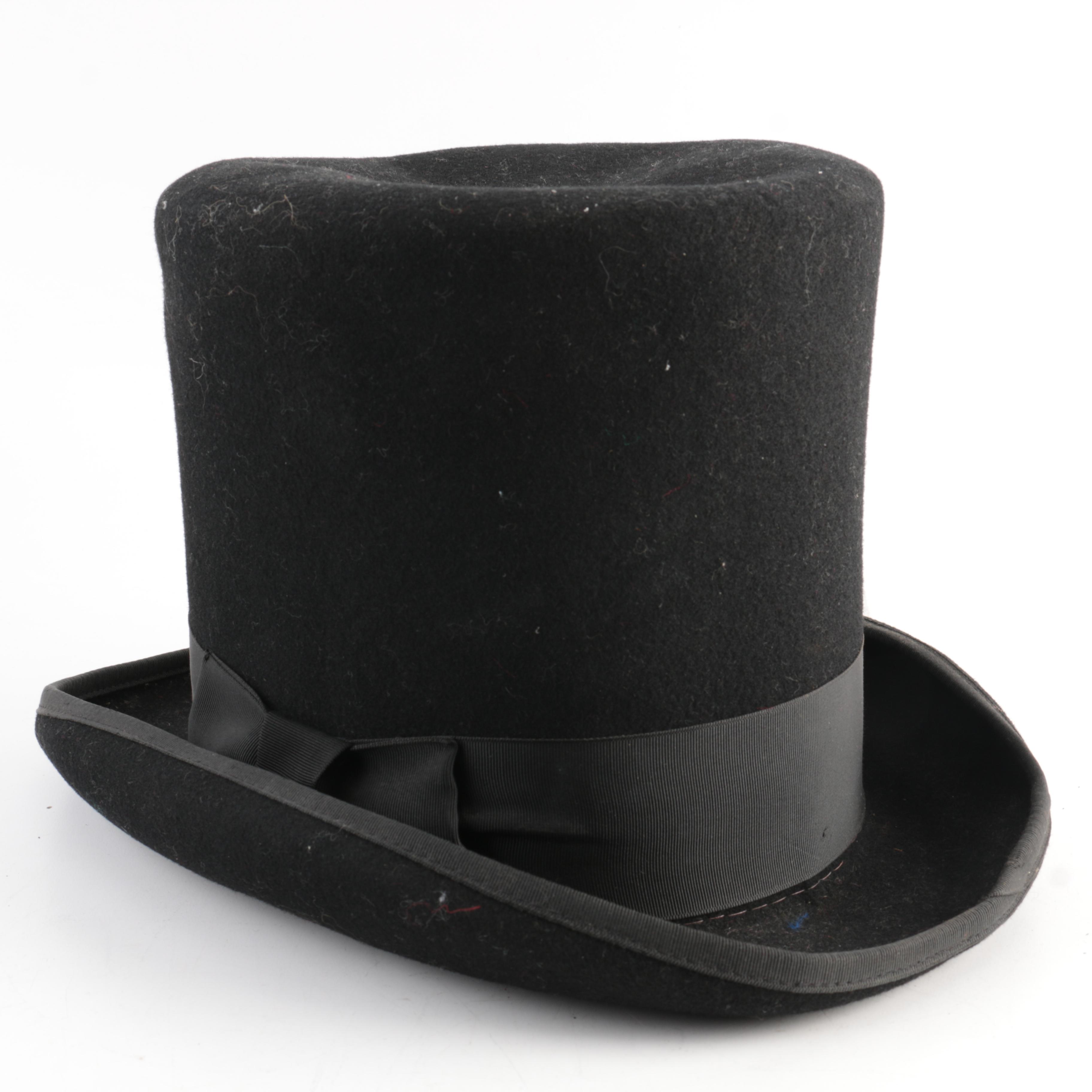 Vintage Madhatters Black Felt Top Hat