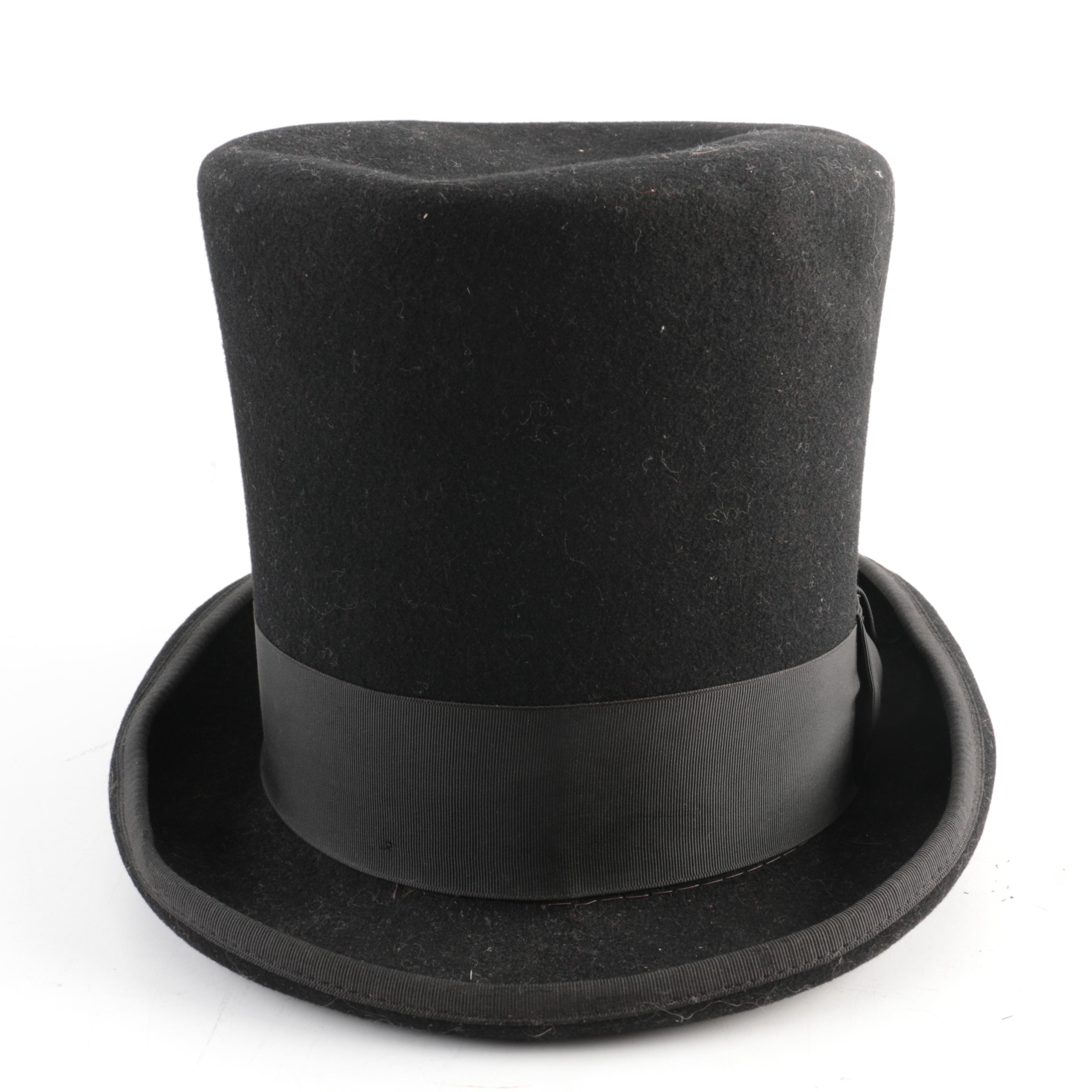 Vintage Madhatters Black Felt Top Hat