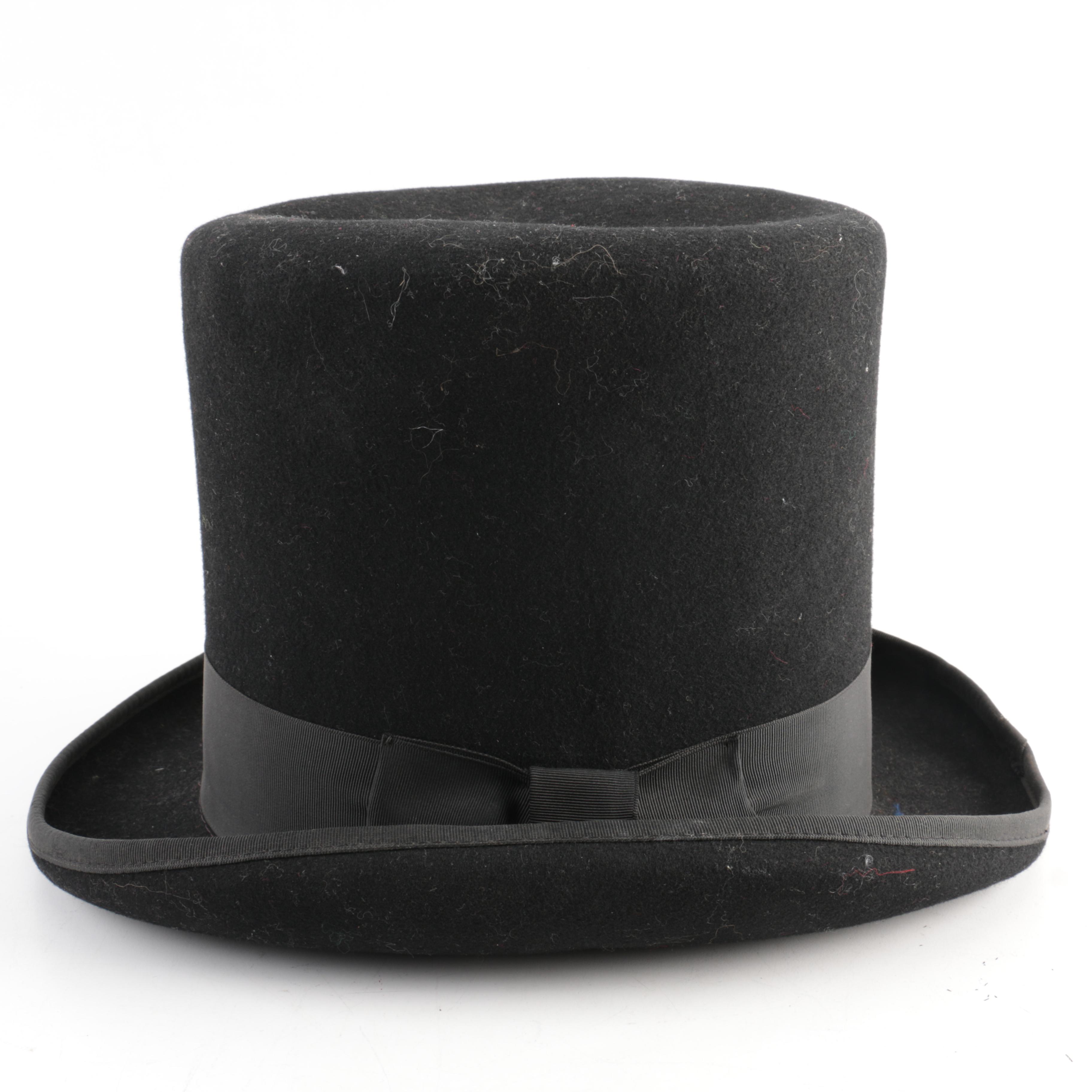 Vintage Madhatters Black Felt Top Hat