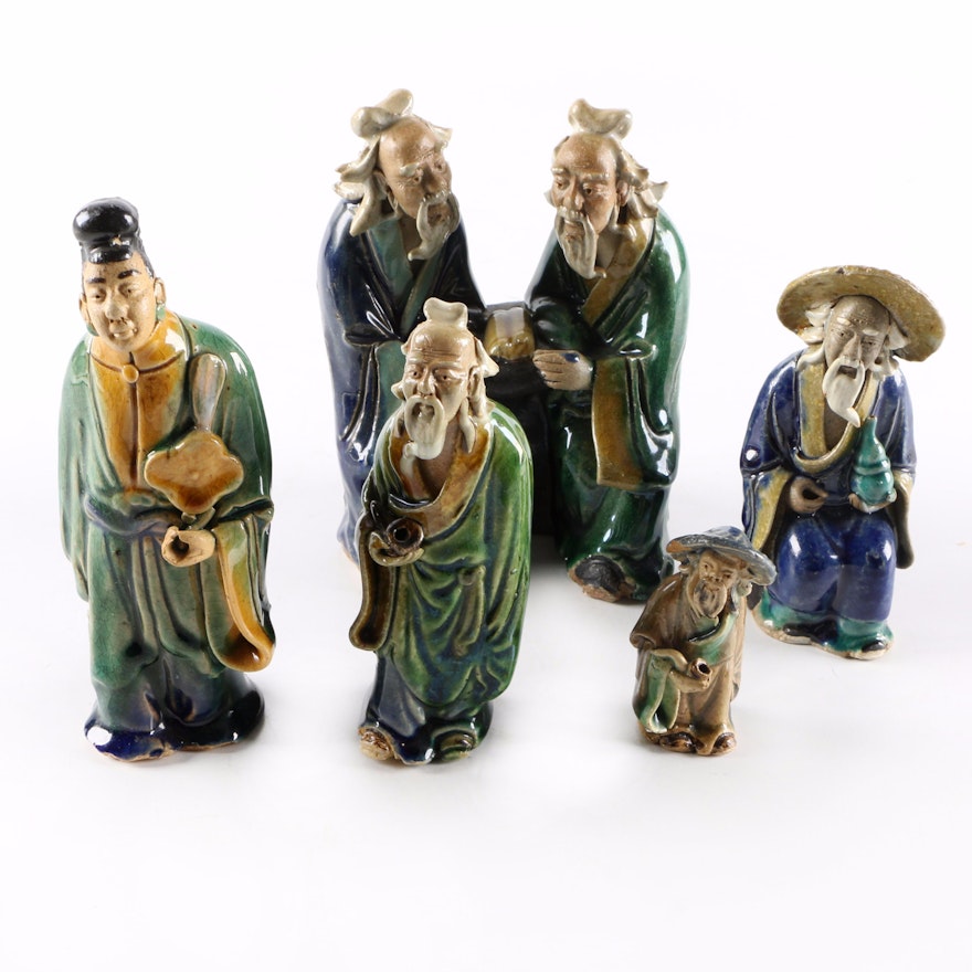 Chinese Shiwan Ware Ceramic Figurine Assortment