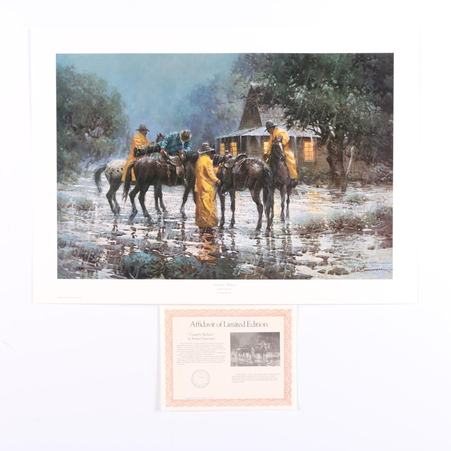 Robert Summers 1987 Limited Edition Offset Lithograph "Country Slickers"