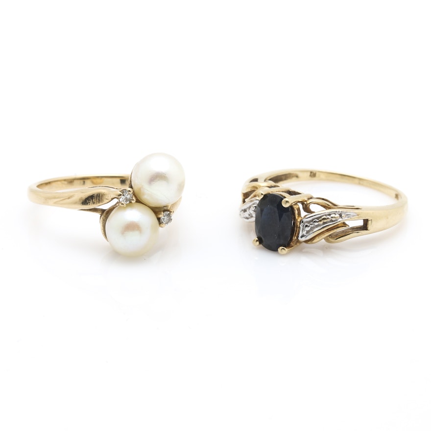 10K and 14K Yellow Gold Diamond and Gemstone Rings