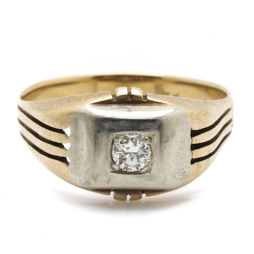 14K Yellow and White Gold Diamond Ring