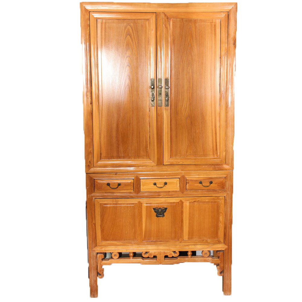 Chinese Elm Wood Armoire