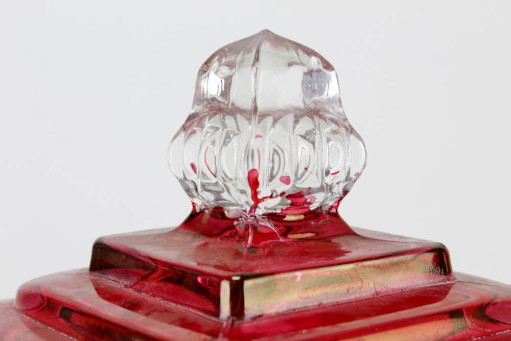 Indiana Glass King's Crown Thumbprint Ruby Flashed Glassware