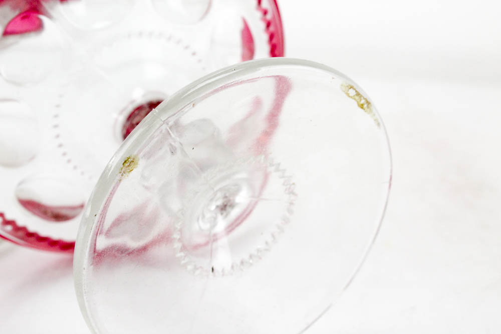 Indiana Glass King's Crown Thumbprint Ruby Flashed Glassware