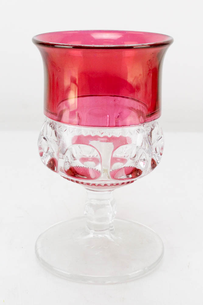 Indiana Glass King's Crown Thumbprint Ruby Flashed Glassware