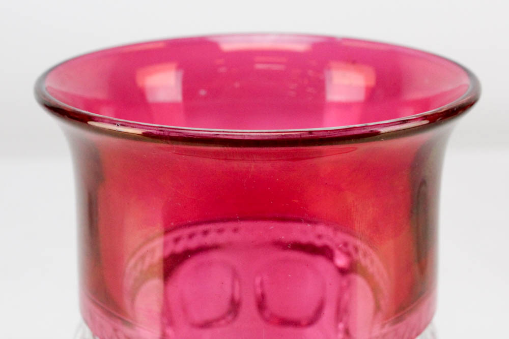Indiana Glass King's Crown Thumbprint Ruby Flashed Glassware