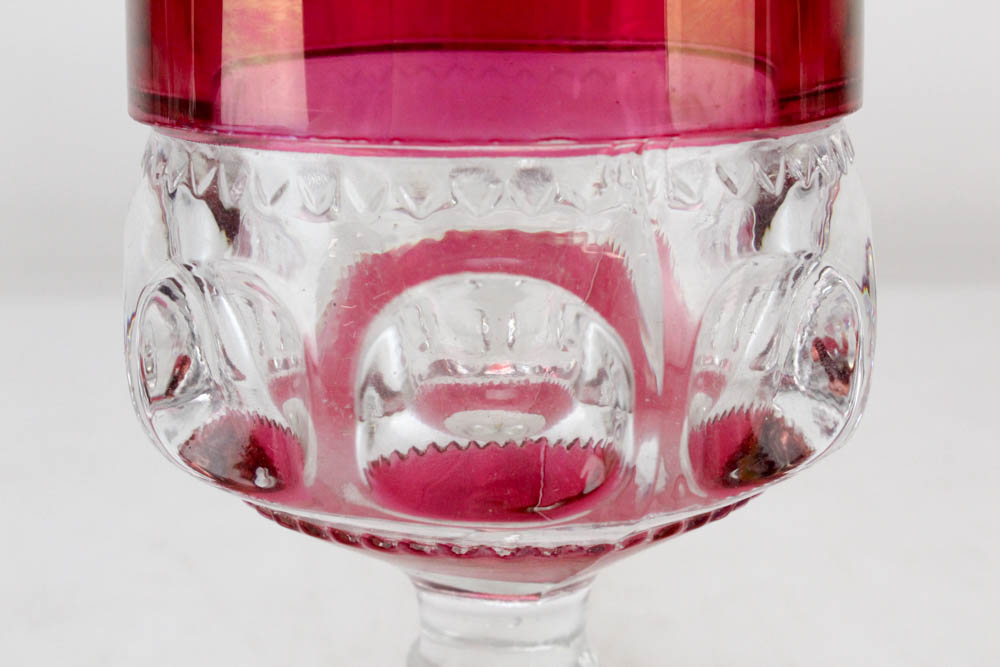 Indiana Glass King's Crown Thumbprint Ruby Flashed Glassware