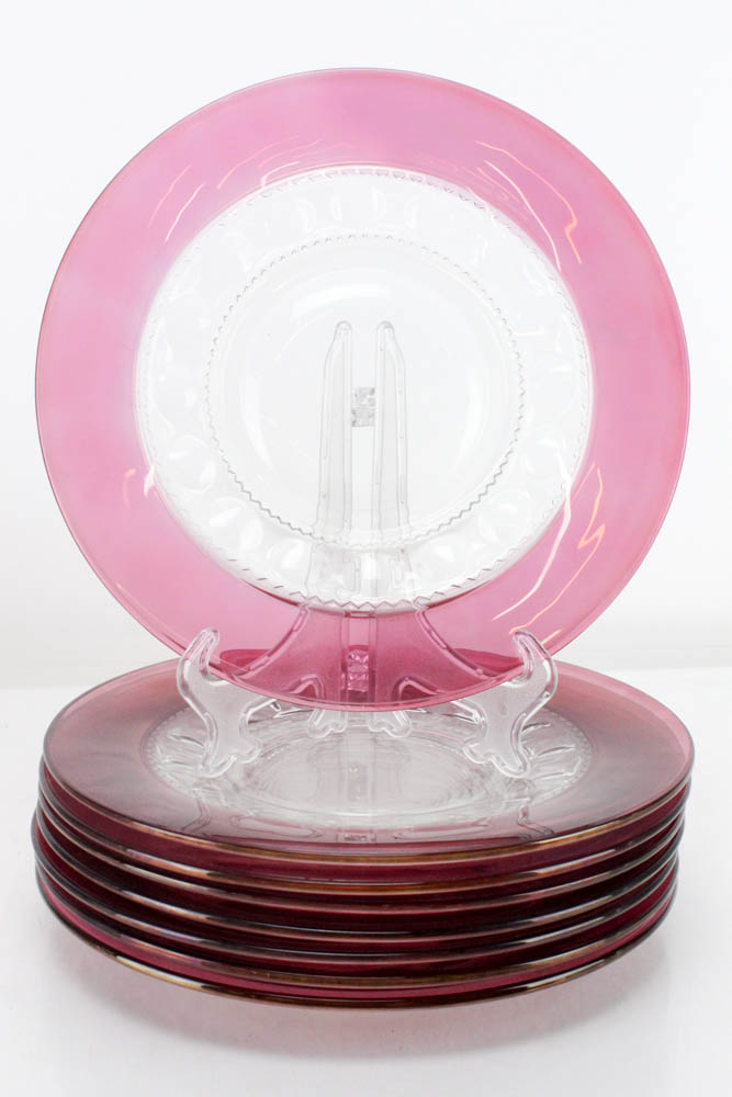 Indiana Glass King's Crown Thumbprint Ruby Flashed Glassware