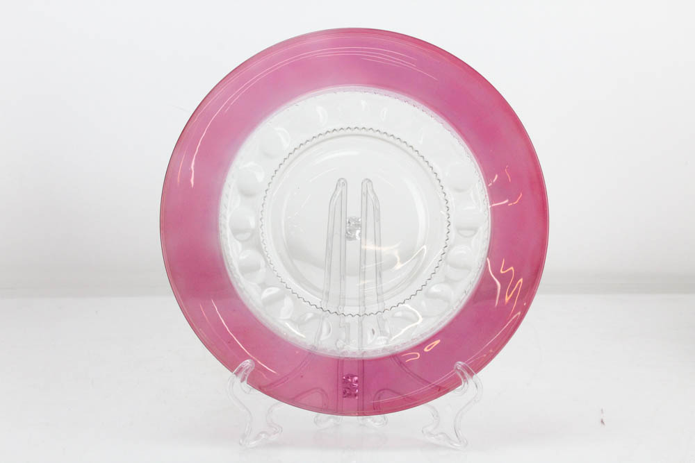 Indiana Glass King's Crown Thumbprint Ruby Flashed Glassware