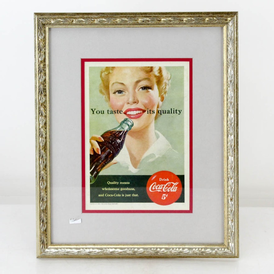 1951 Coca-Cola Offset Lithograph Advertisement "You Taste Its Quality"