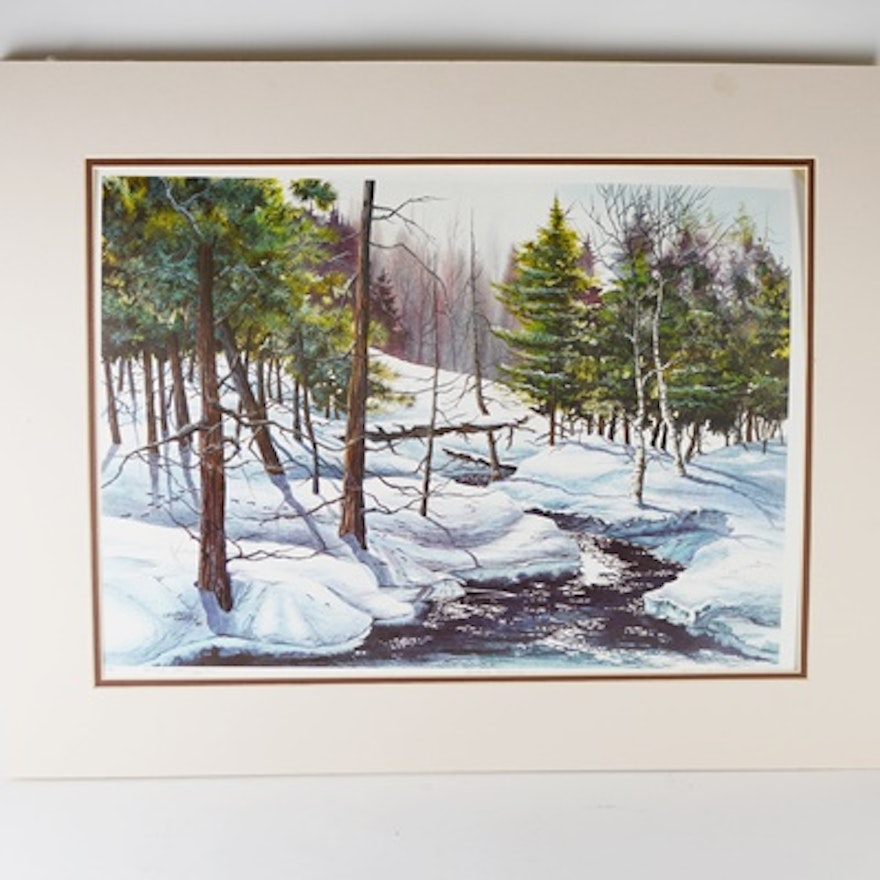 Dick Bailey "Winter Brook" Artist Proof Landscape Offset Lithograph