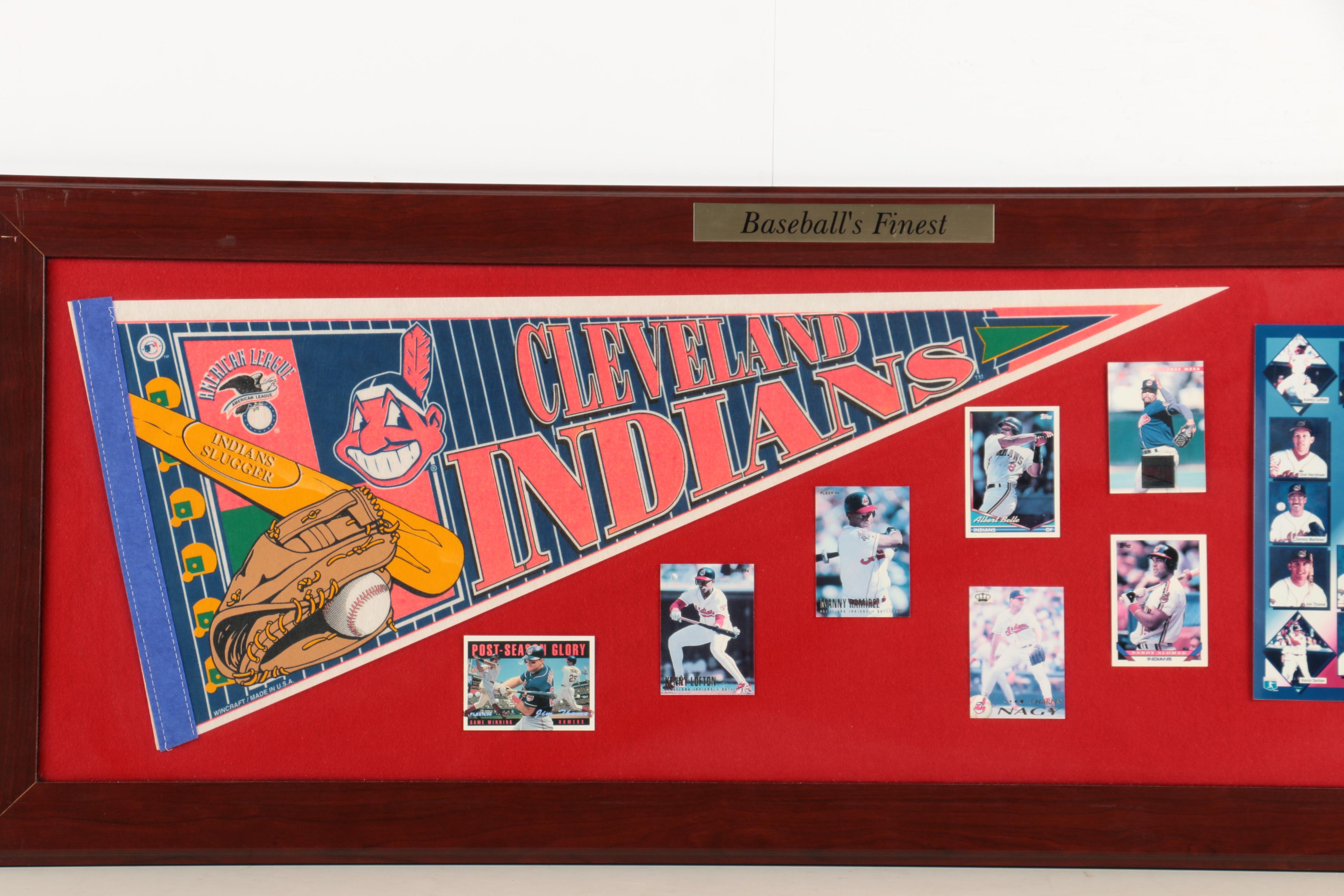 A Framed Collection of 1996 Cleveland Indians Memorabilia