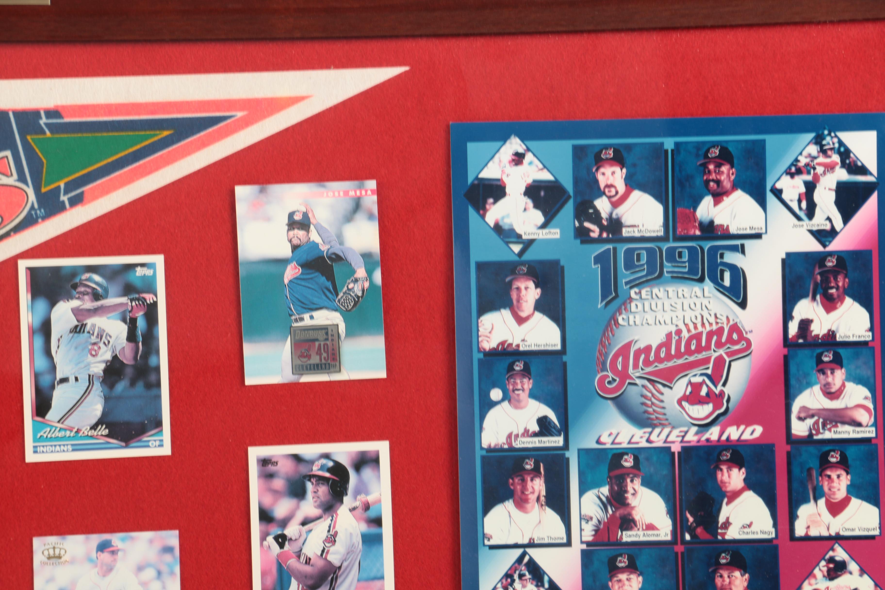 A Framed Collection of 1996 Cleveland Indians Memorabilia