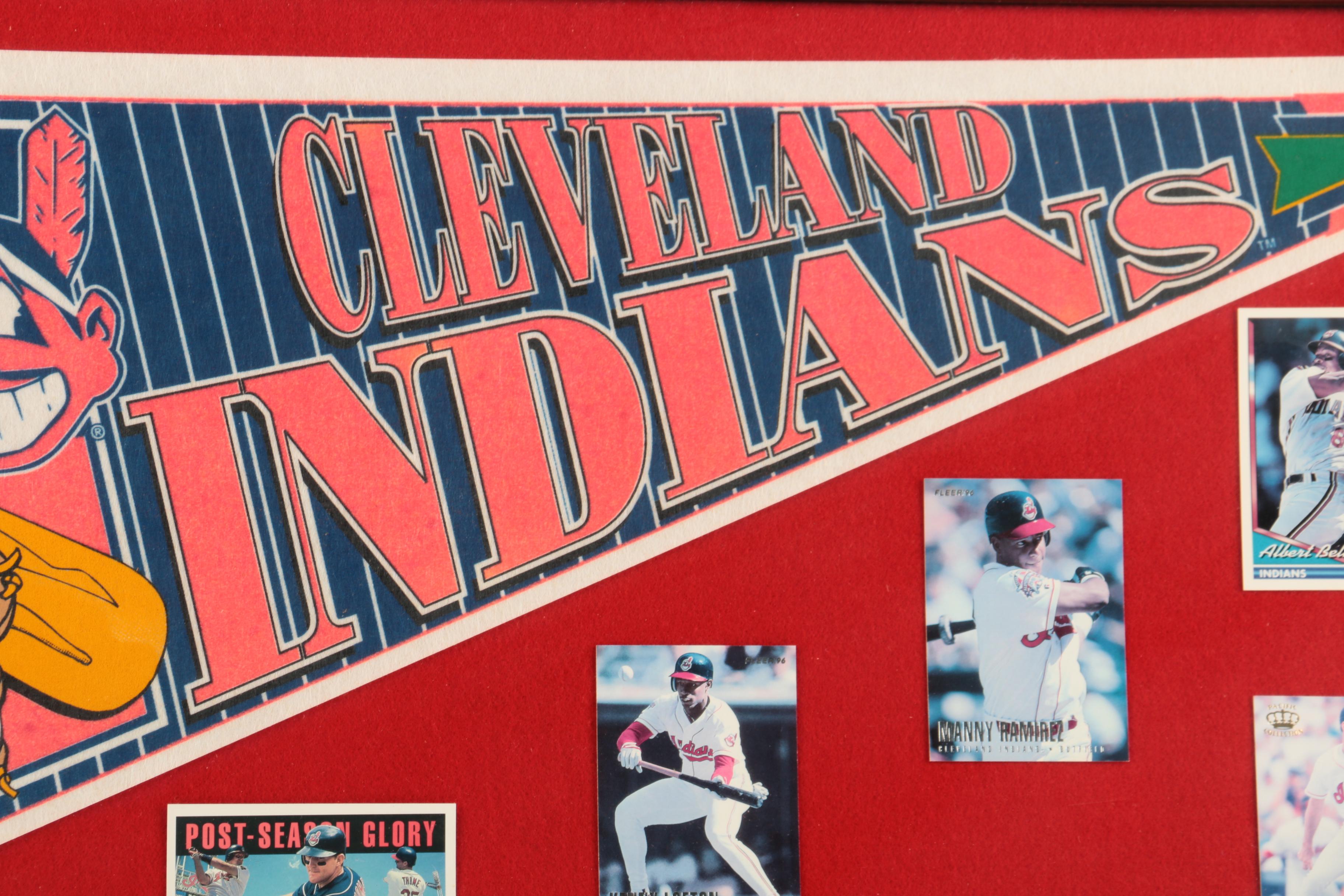 A Framed Collection of 1996 Cleveland Indians Memorabilia