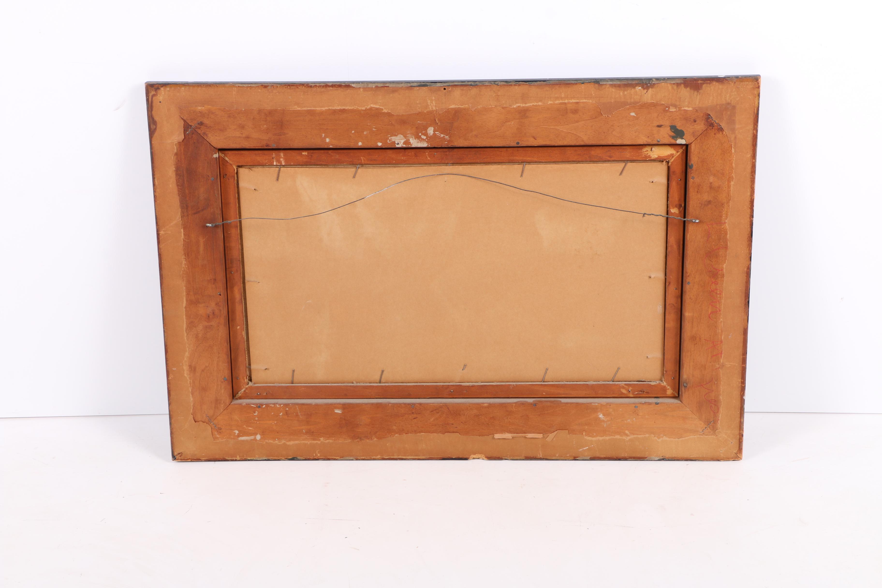 Serigraph Print on Masonite of Men and Horses