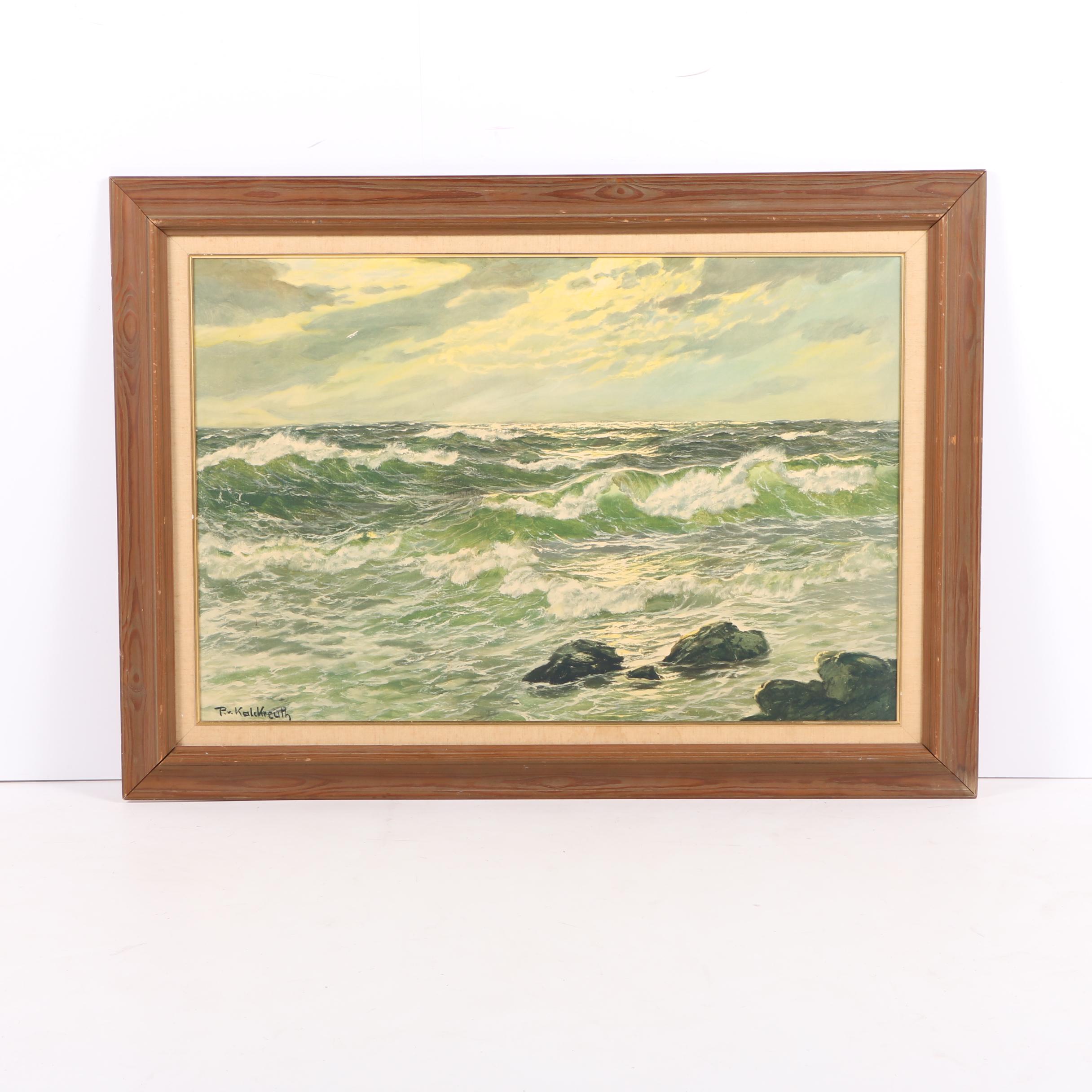 Giclee Print On Paper After Patrick Von Kalkreuth Maritime Painting