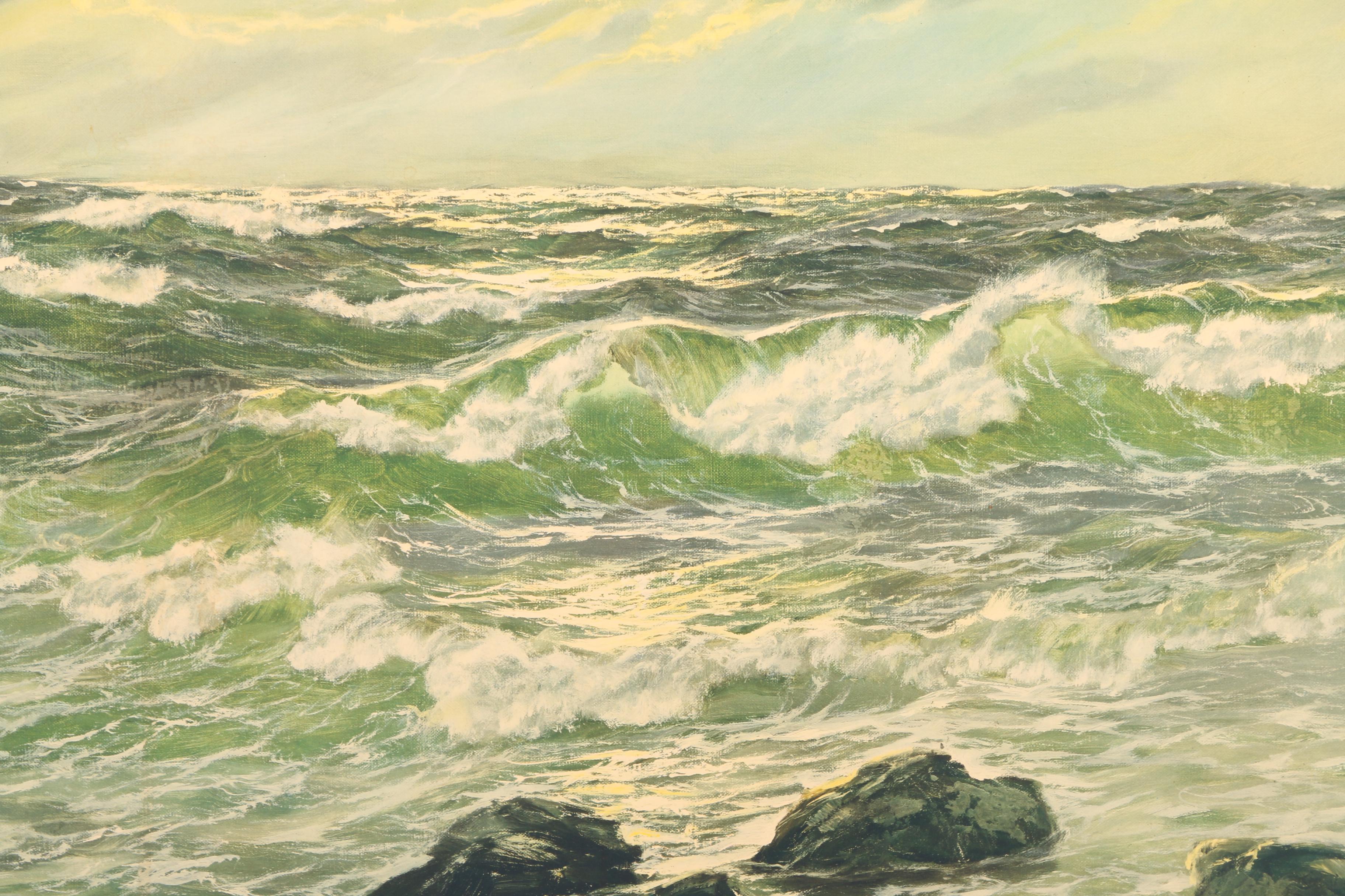 Giclee Print On Paper After Patrick Von Kalkreuth Maritime Painting