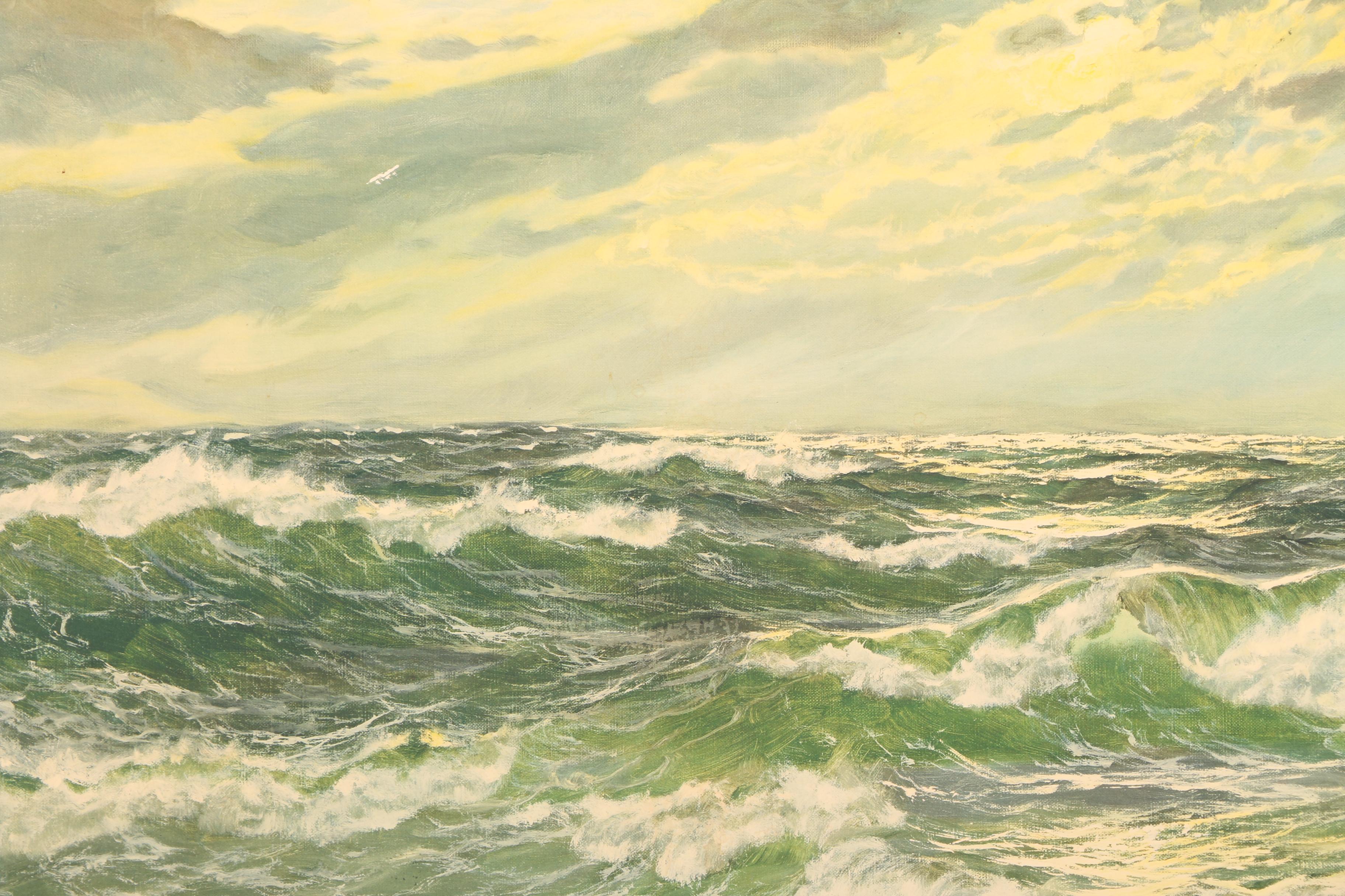 Giclee Print On Paper After Patrick Von Kalkreuth Maritime Painting