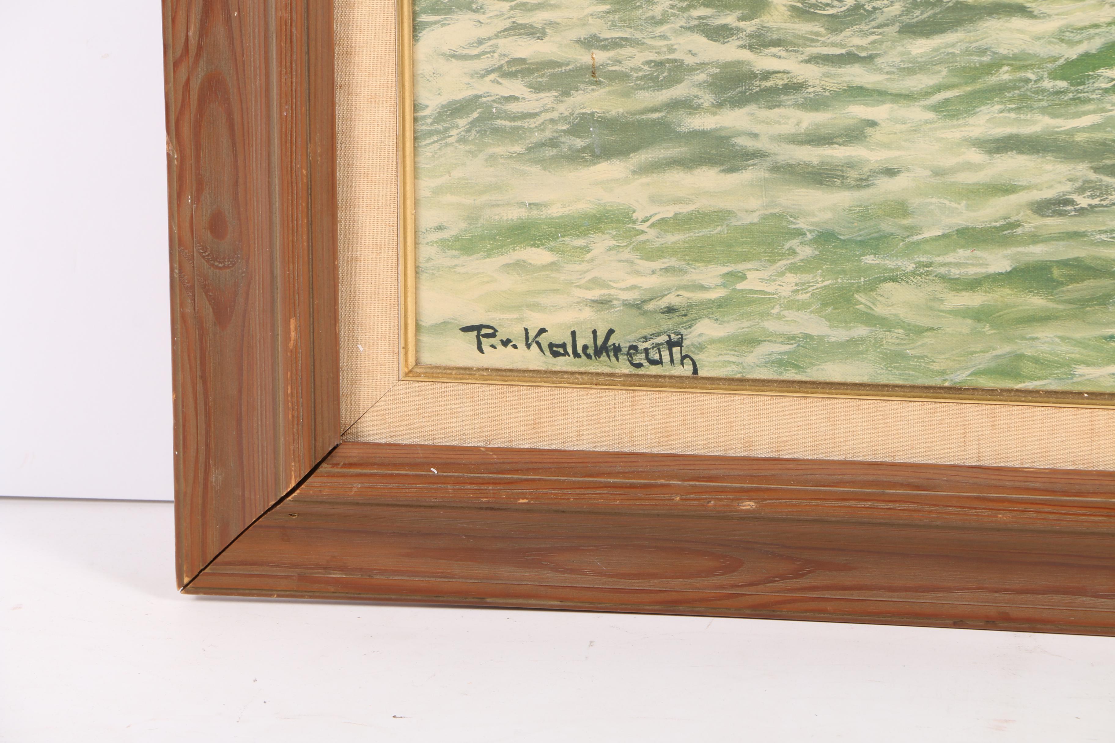 Giclee Print On Paper After Patrick Von Kalkreuth Maritime Painting