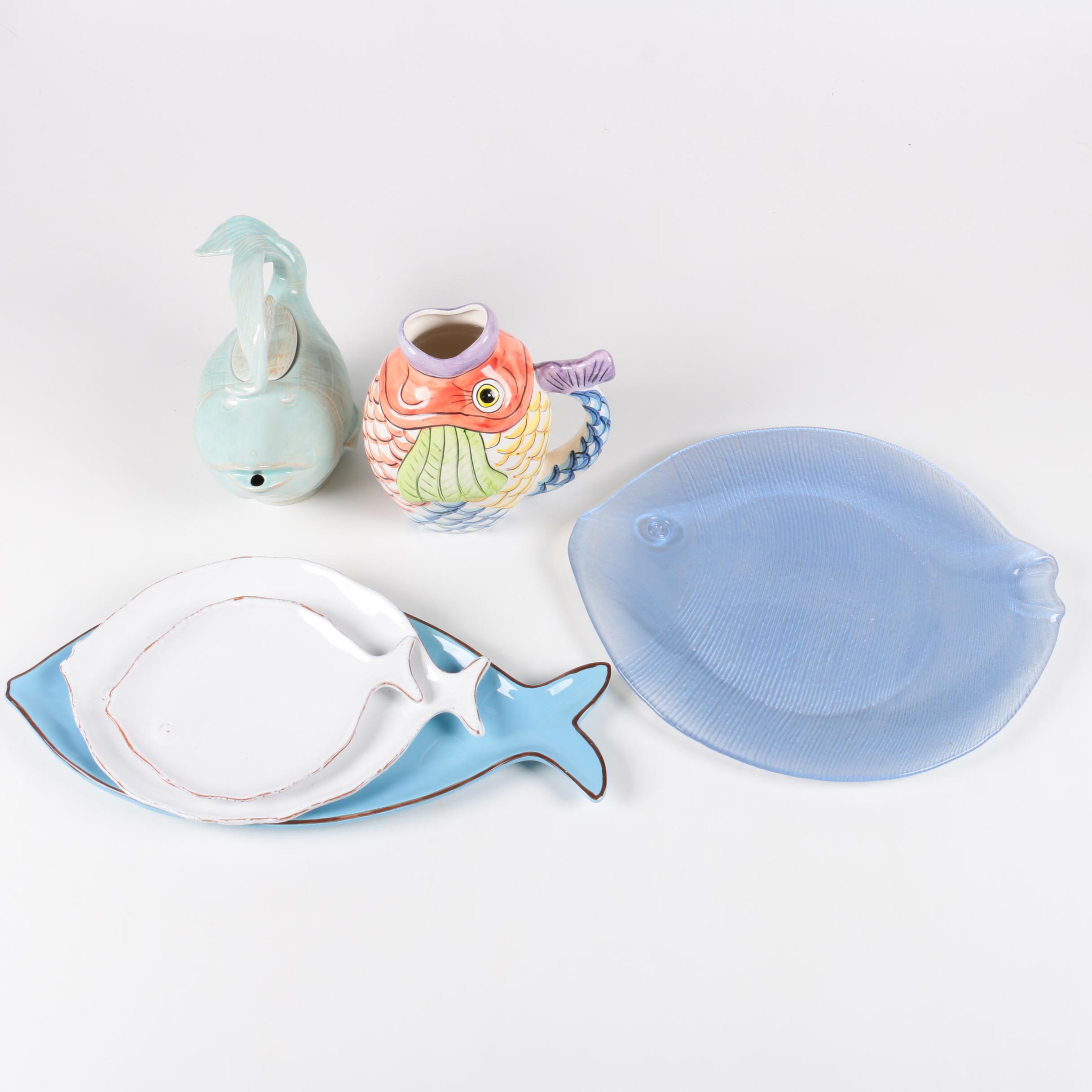 Fish Themed Serveware Including Vietri