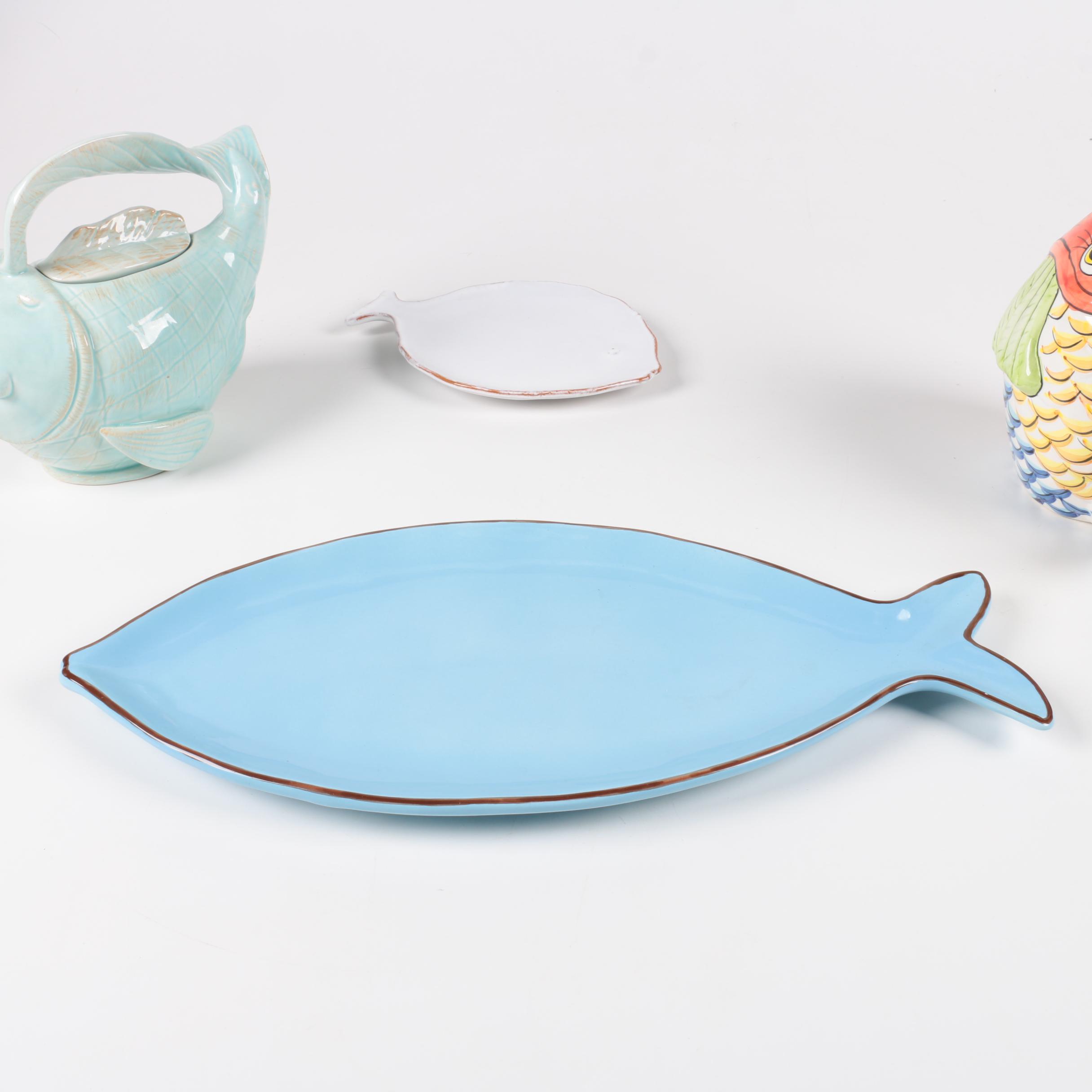 Fish Themed Serveware Including Vietri
