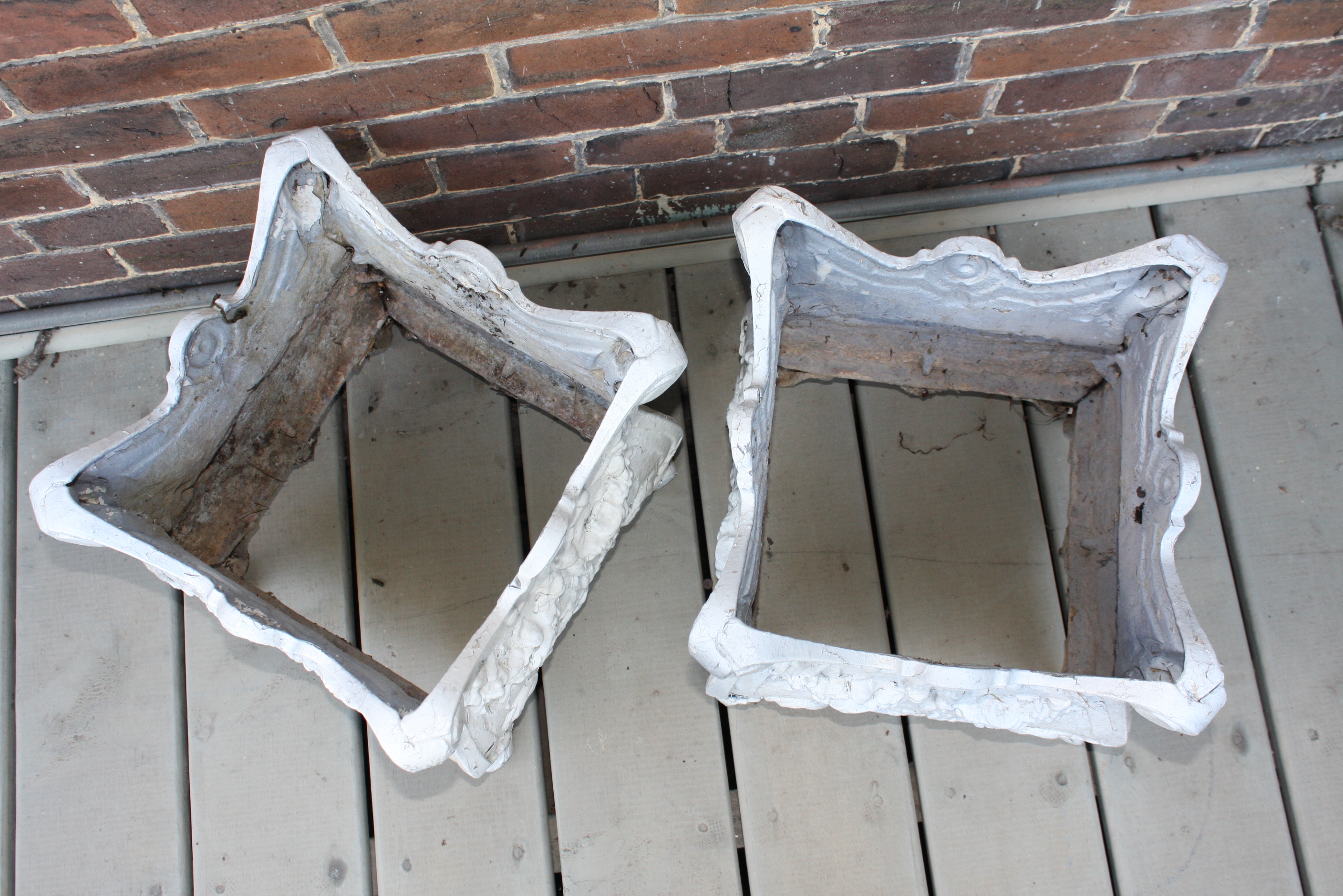 Pair of Ornate White Metal Planters