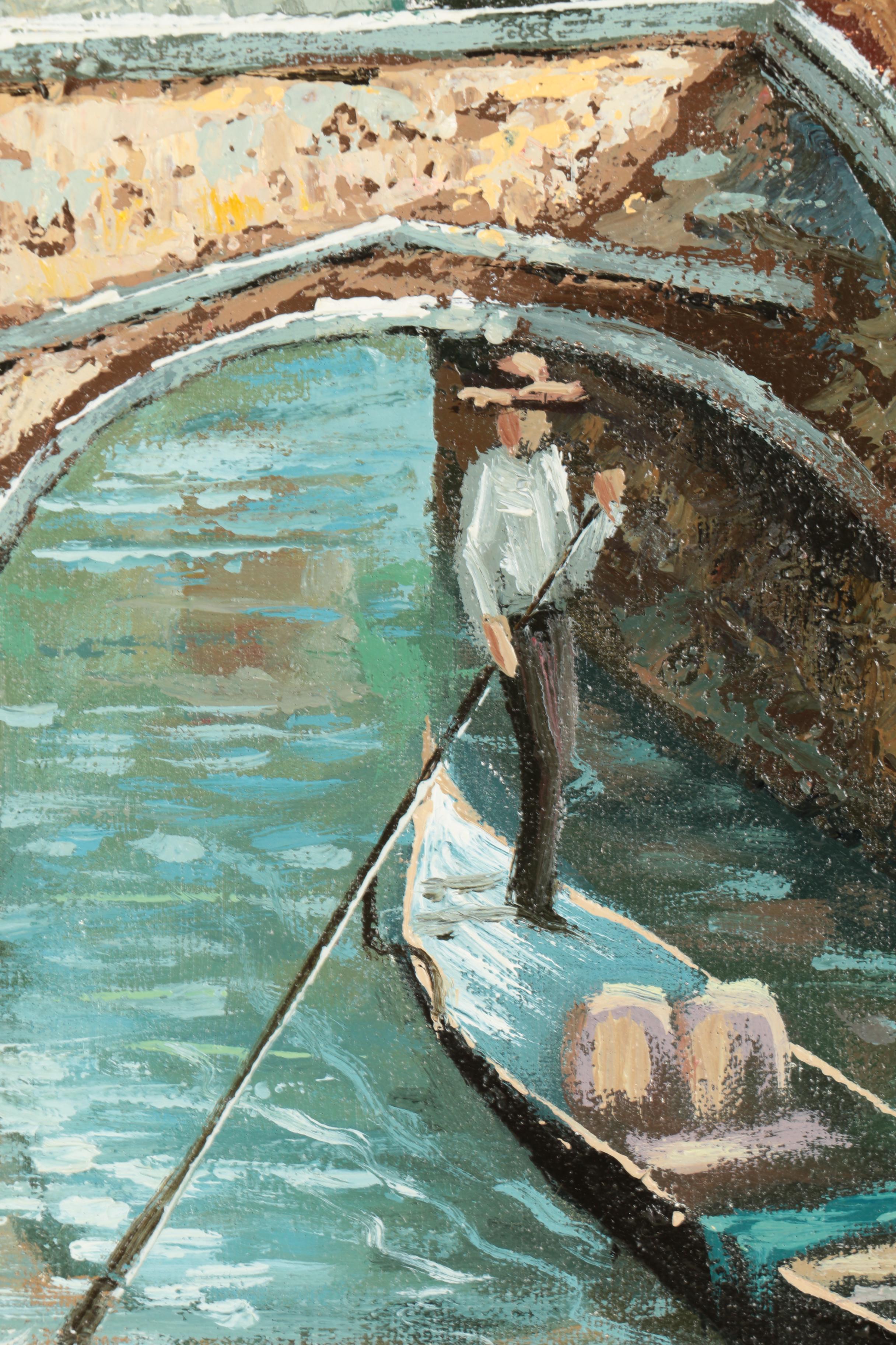 Loris Vendramin Oil Painting on Canvas of a Venetian Canal