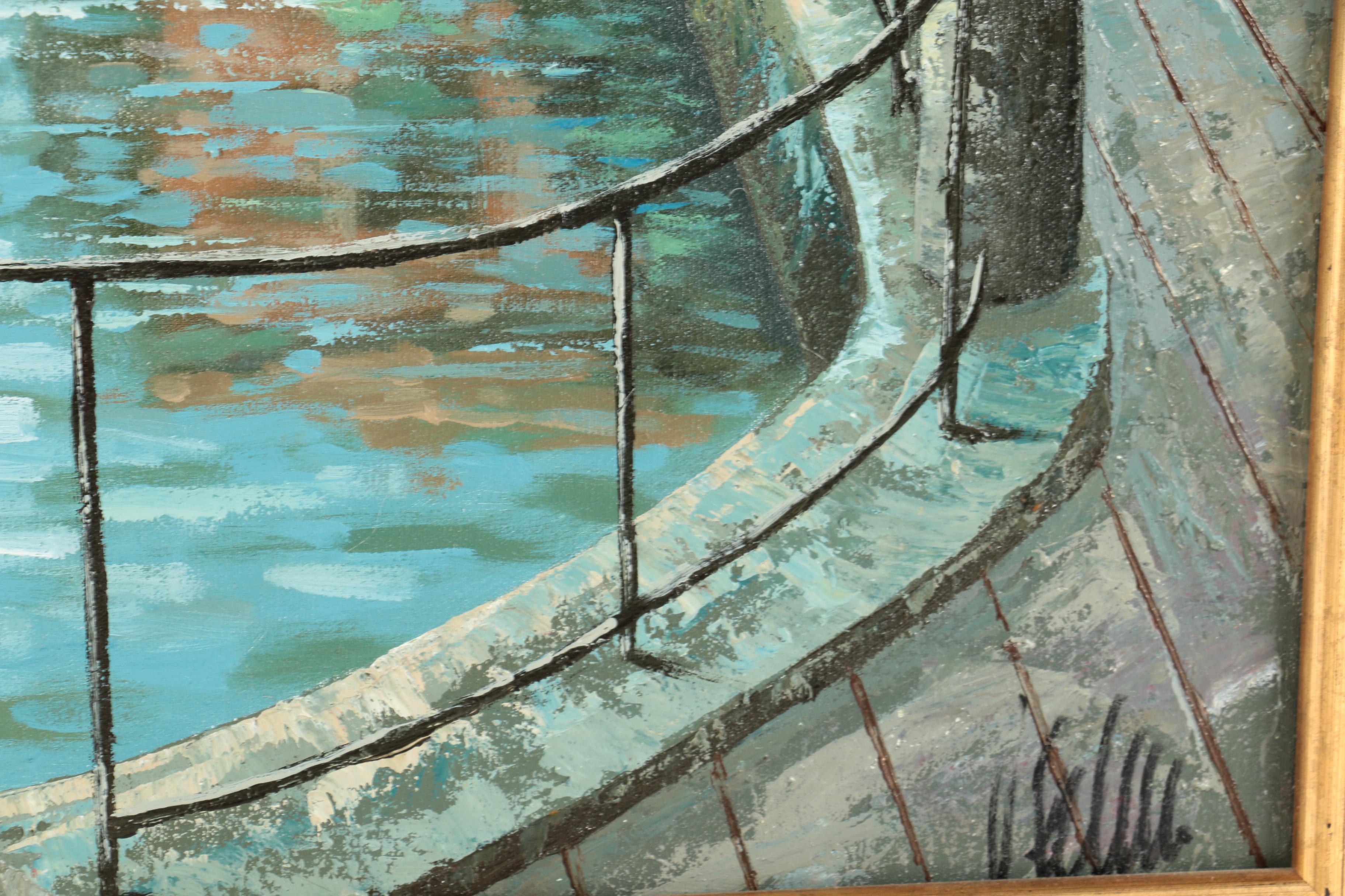 Loris Vendramin Oil Painting on Canvas of a Venetian Canal