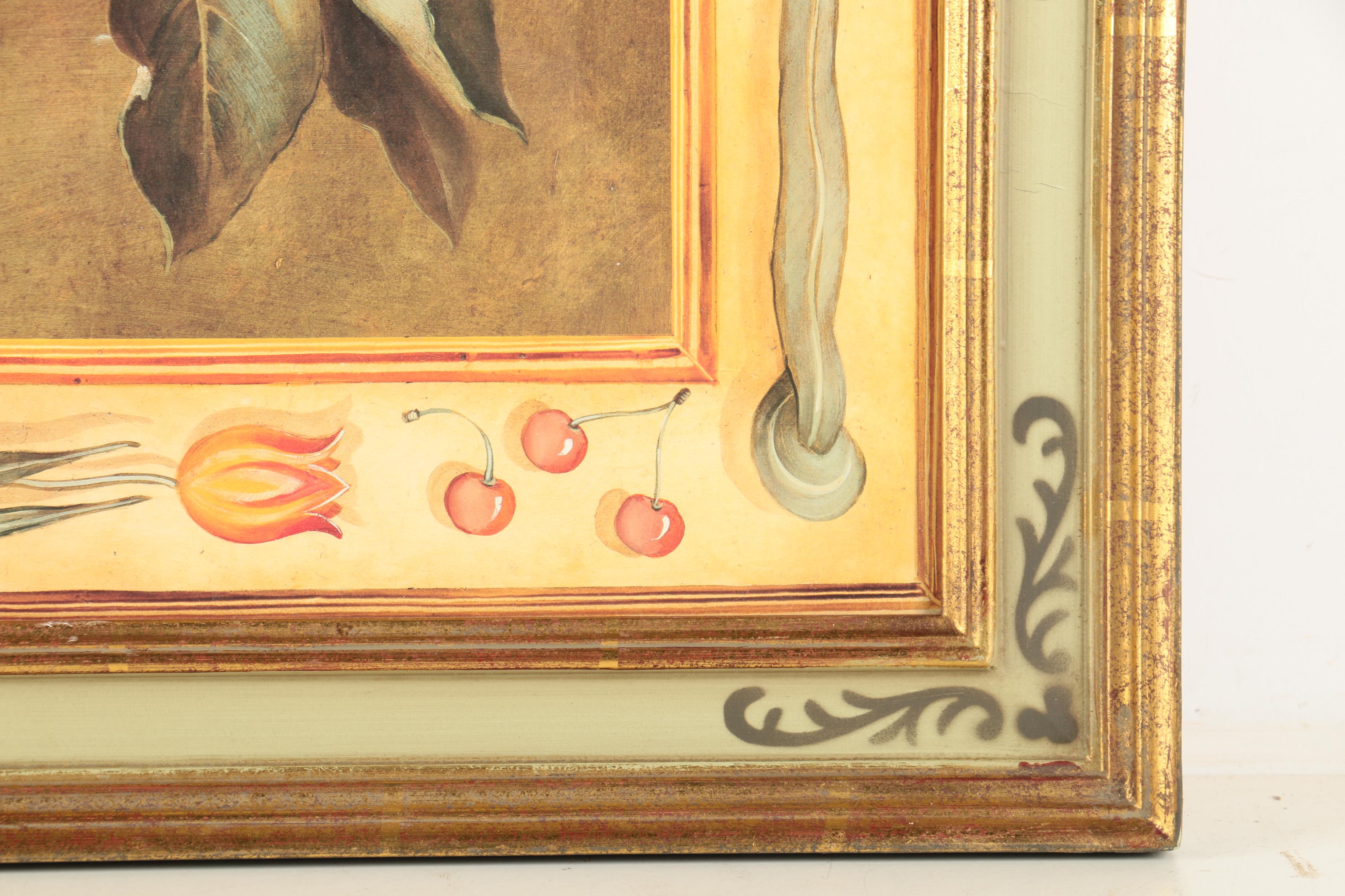 Two Offset Lithograph Prints After De Villenueve Still Life Paintings of Fruit