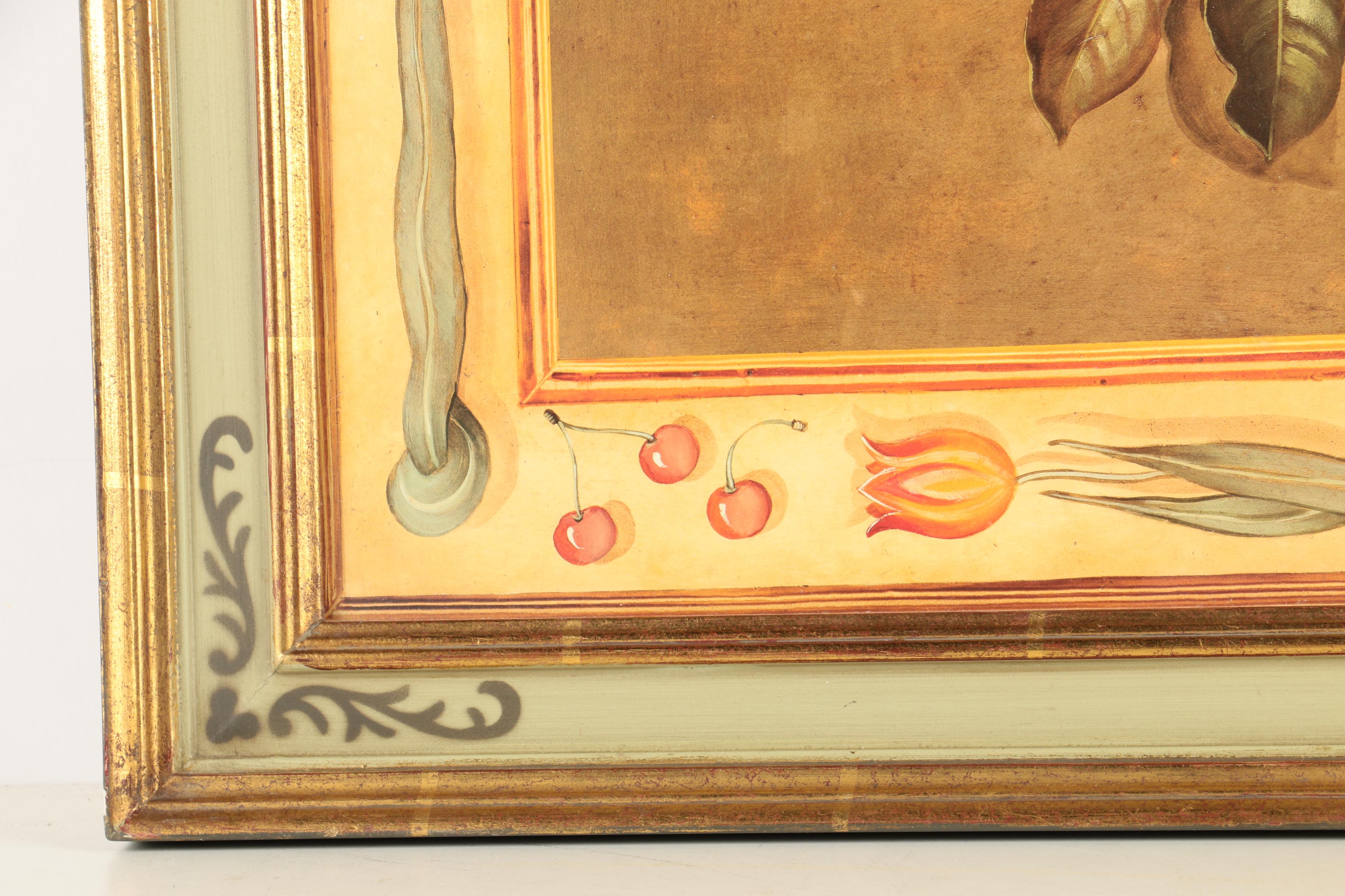 Two Offset Lithograph Prints After De Villenueve Still Life Paintings of Fruit