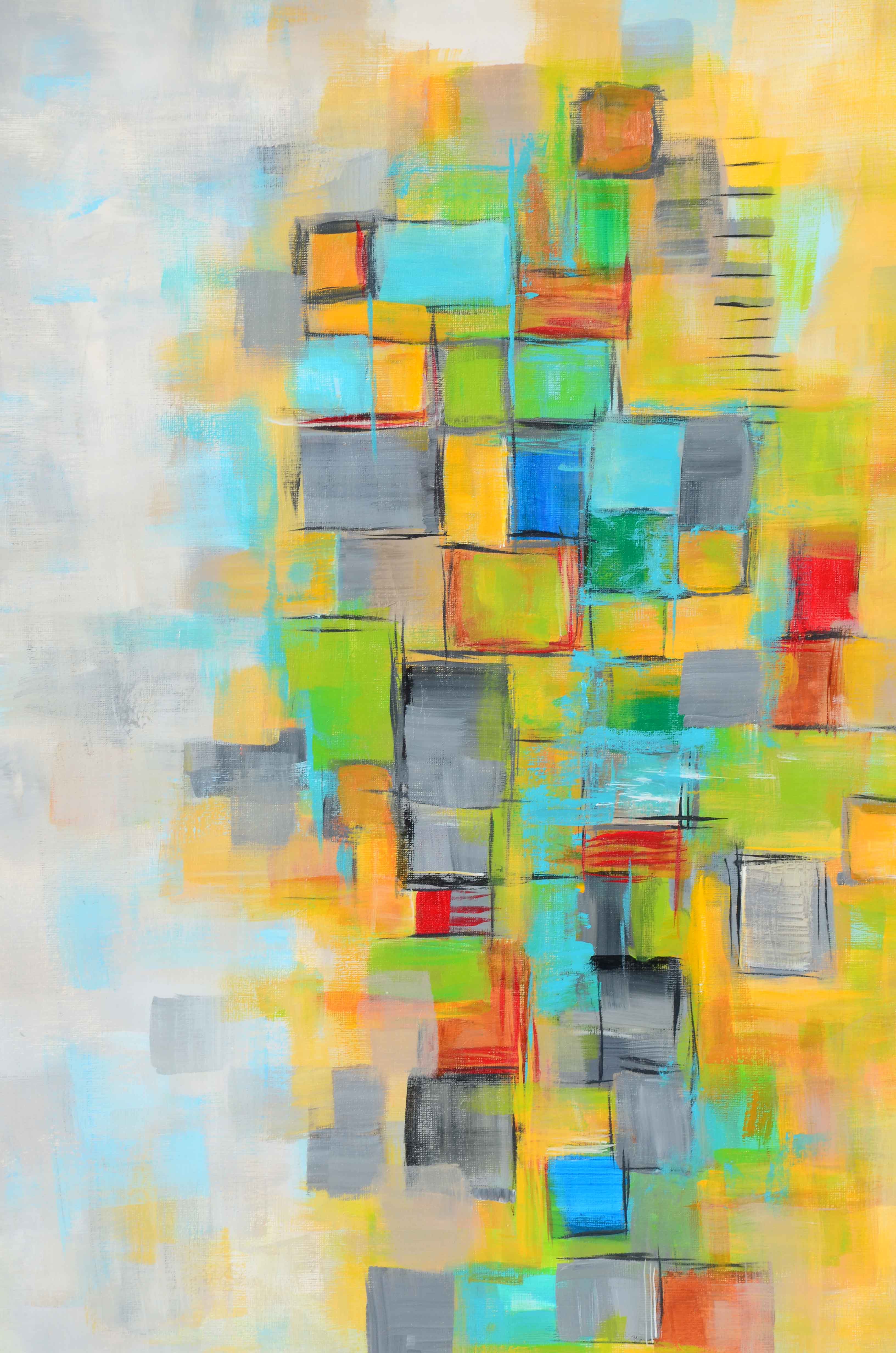 Sanna Original Acrylic on Paper "Quilted (In The Gold) #1"