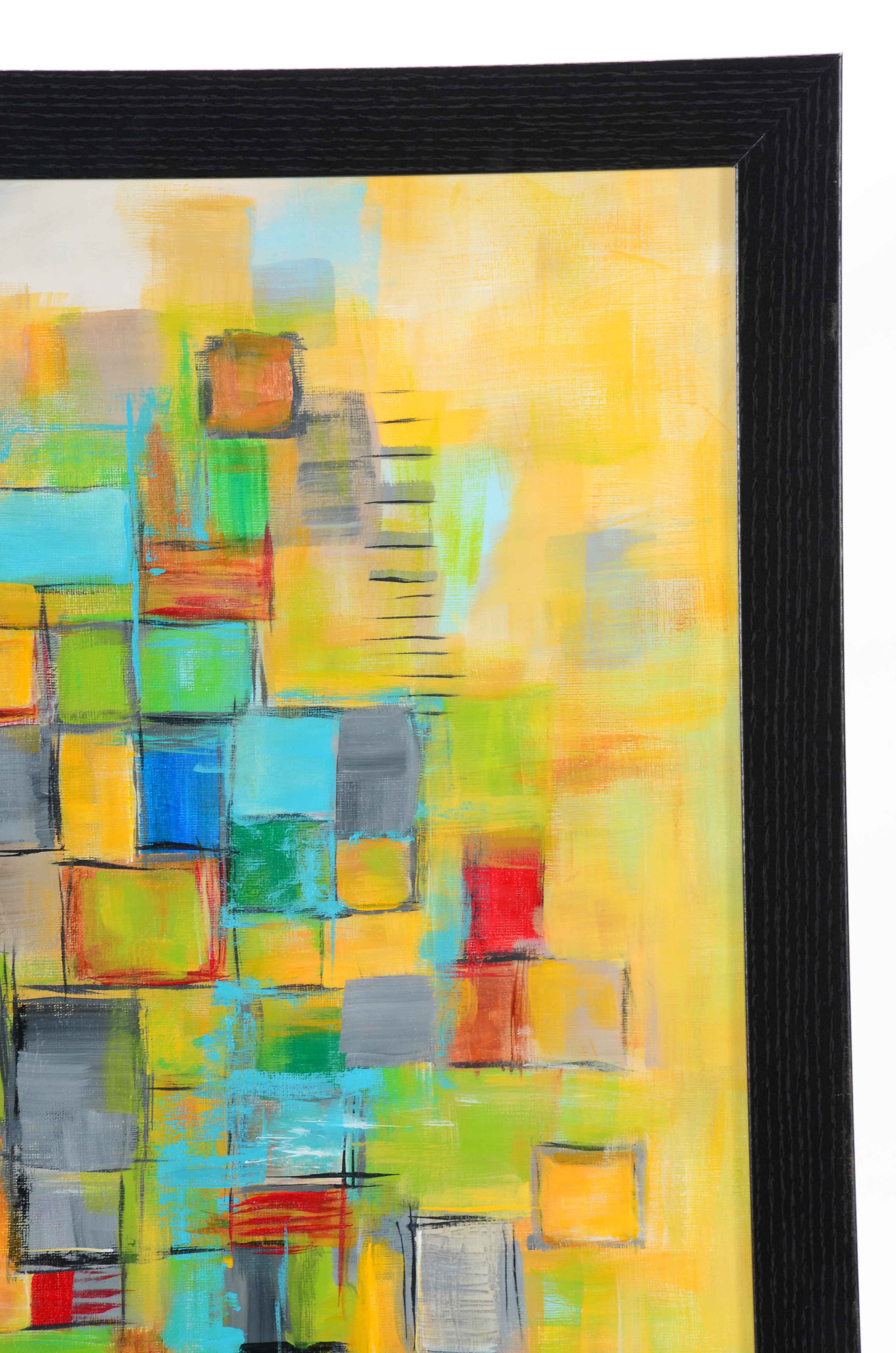 Sanna Original Acrylic on Paper "Quilted (In The Gold) #1"