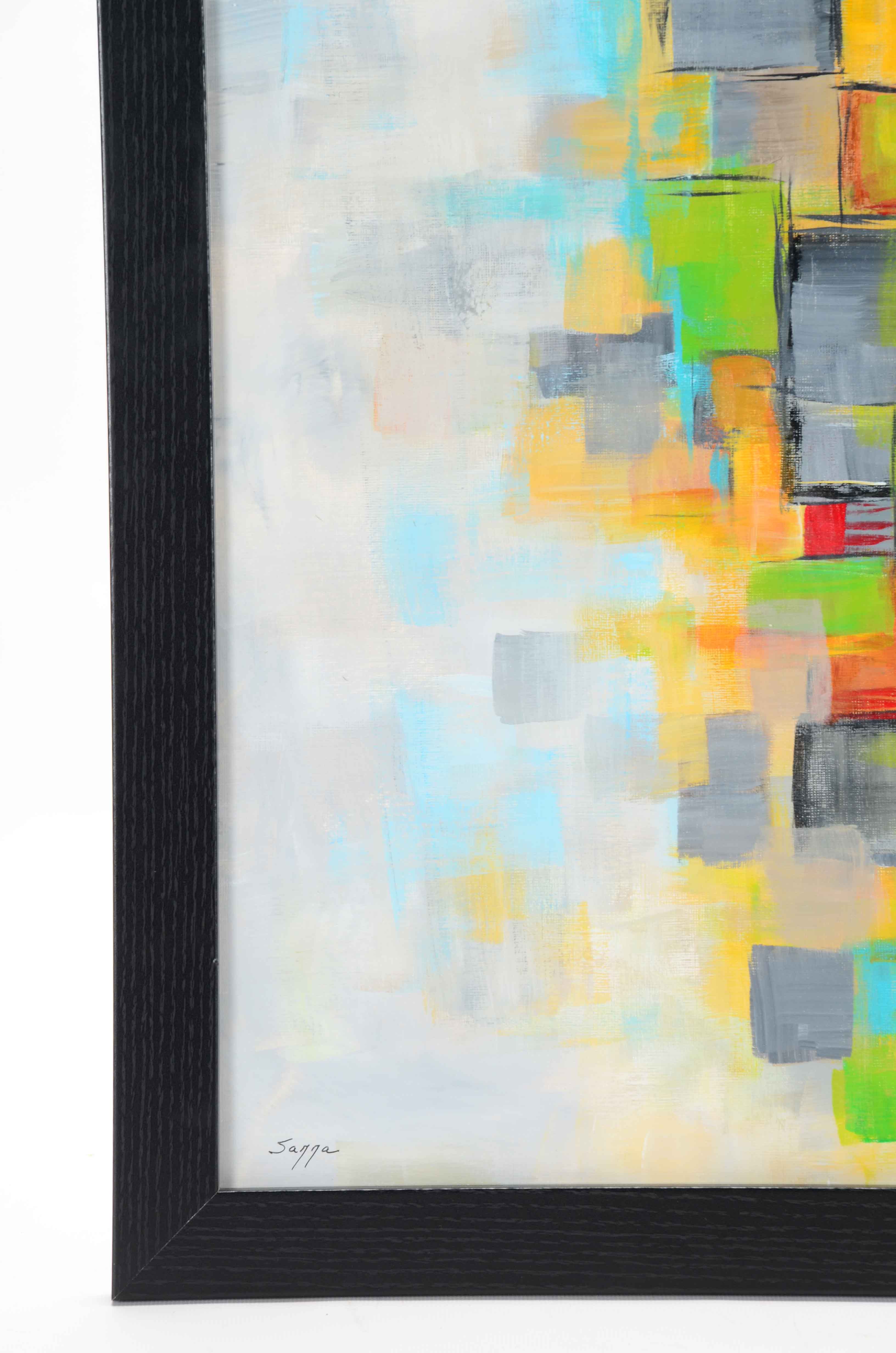 Sanna Original Acrylic on Paper "Quilted (In The Gold) #1"